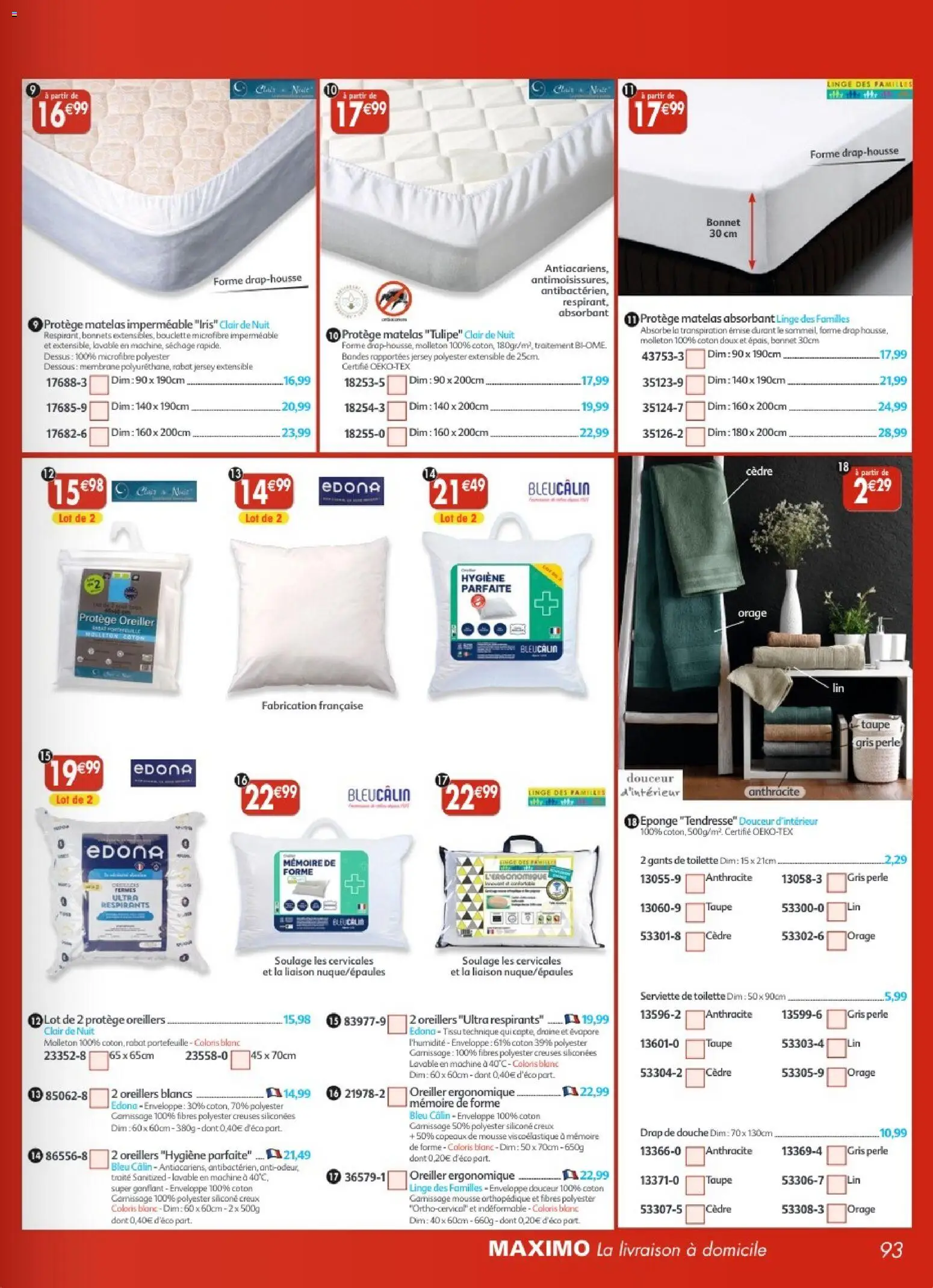 {H1} | Page: 93 | Produits: Bonnet, Enveloppe, Mousse, Douche