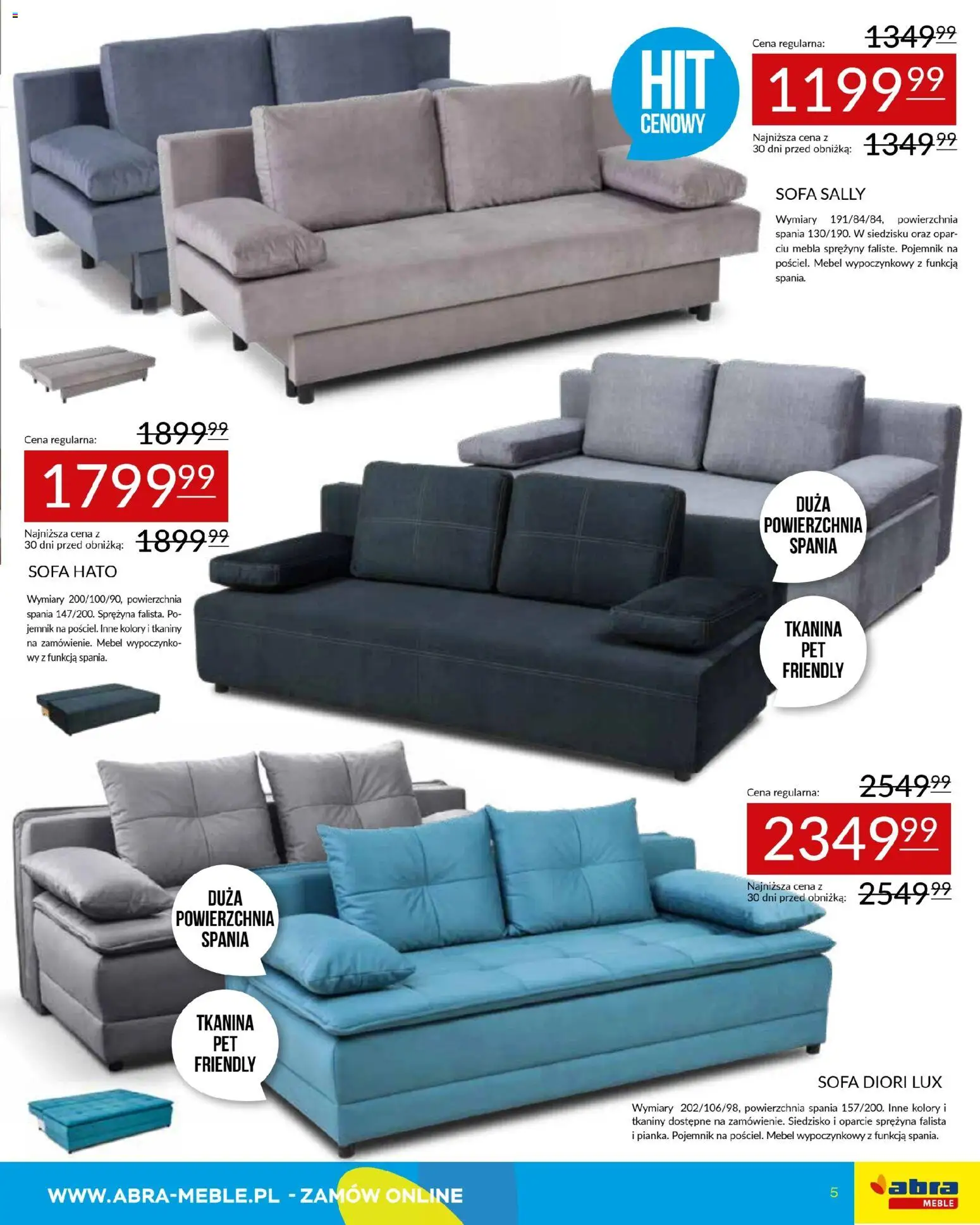 Abra meble Gazetka od 09.01.2026 | Strona: 5 | Produkty: Sofa