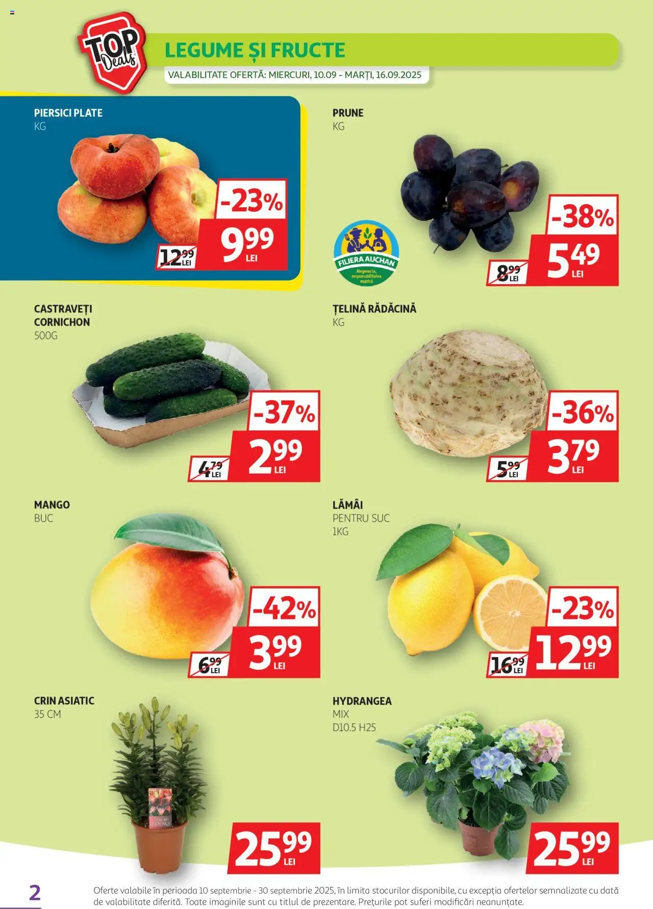 Noul catalog Auchan – valabil de la 10.09.2025 | Pagină: 2 | Produse: Suc, Prune, Legume, Mango