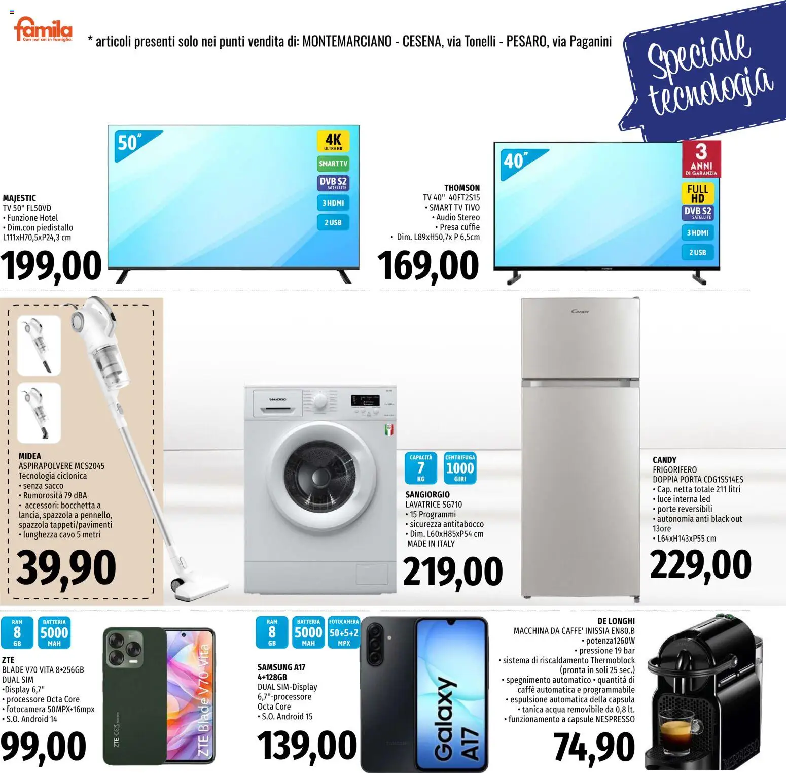 Volantino Famila del 05.03.2026 | Pagina: 26 | Prodotti: Caffè, Lavatrice, Cuffie, Aspirapolvere