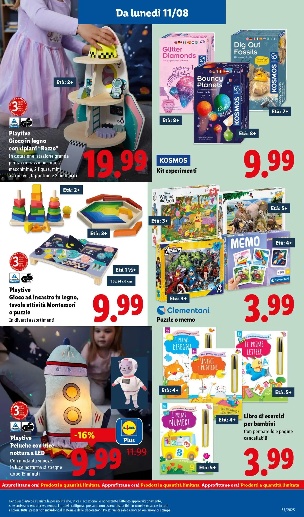 Volantino Lidl del 11.08.2025 | Pagina: 37 | Prodotti: Peluche, The, Gioco, Quaderno