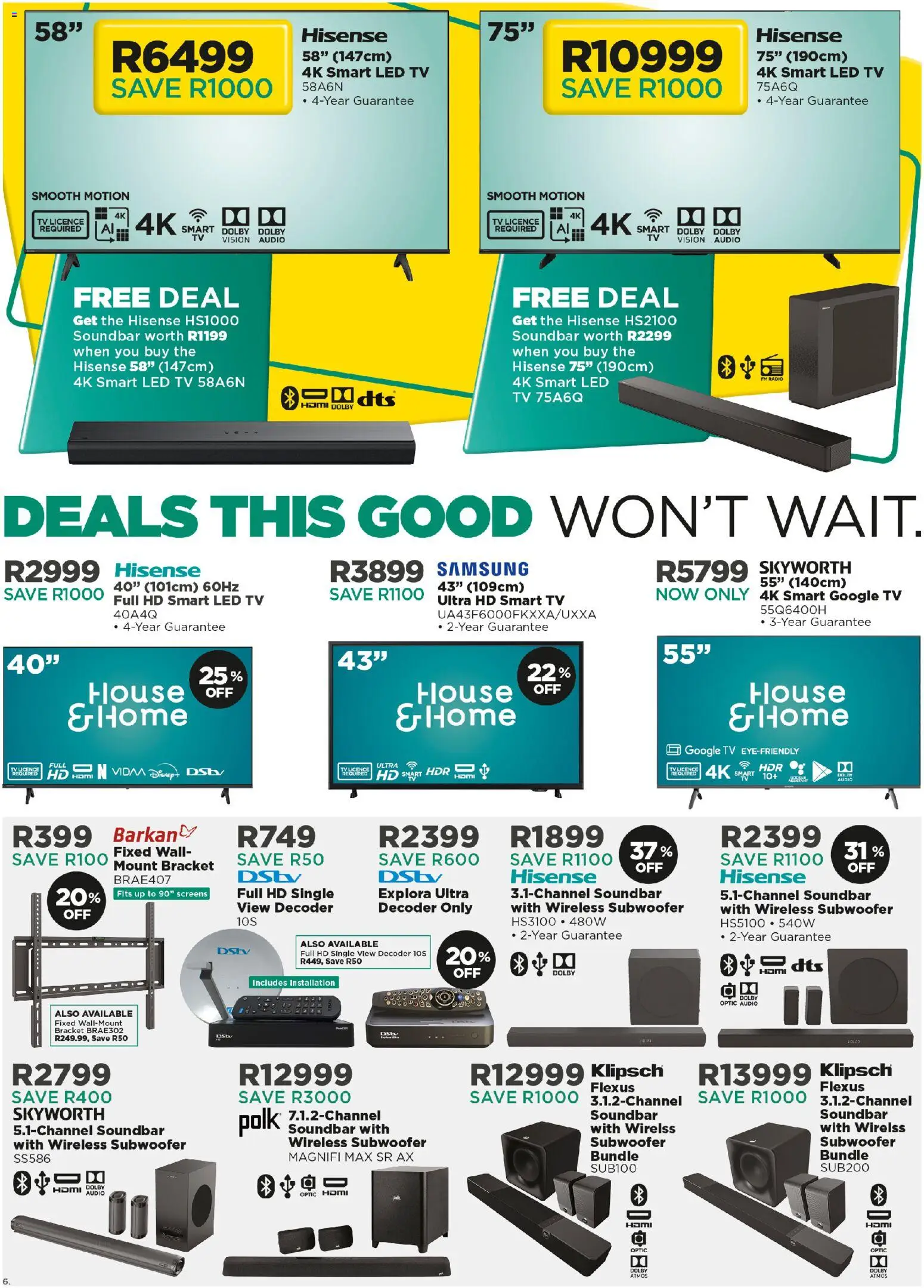 New House and Home catalogue – valid from 23.02.2026 | Page: 6 | Products: Audio, Decoder, TV, Subwoofer