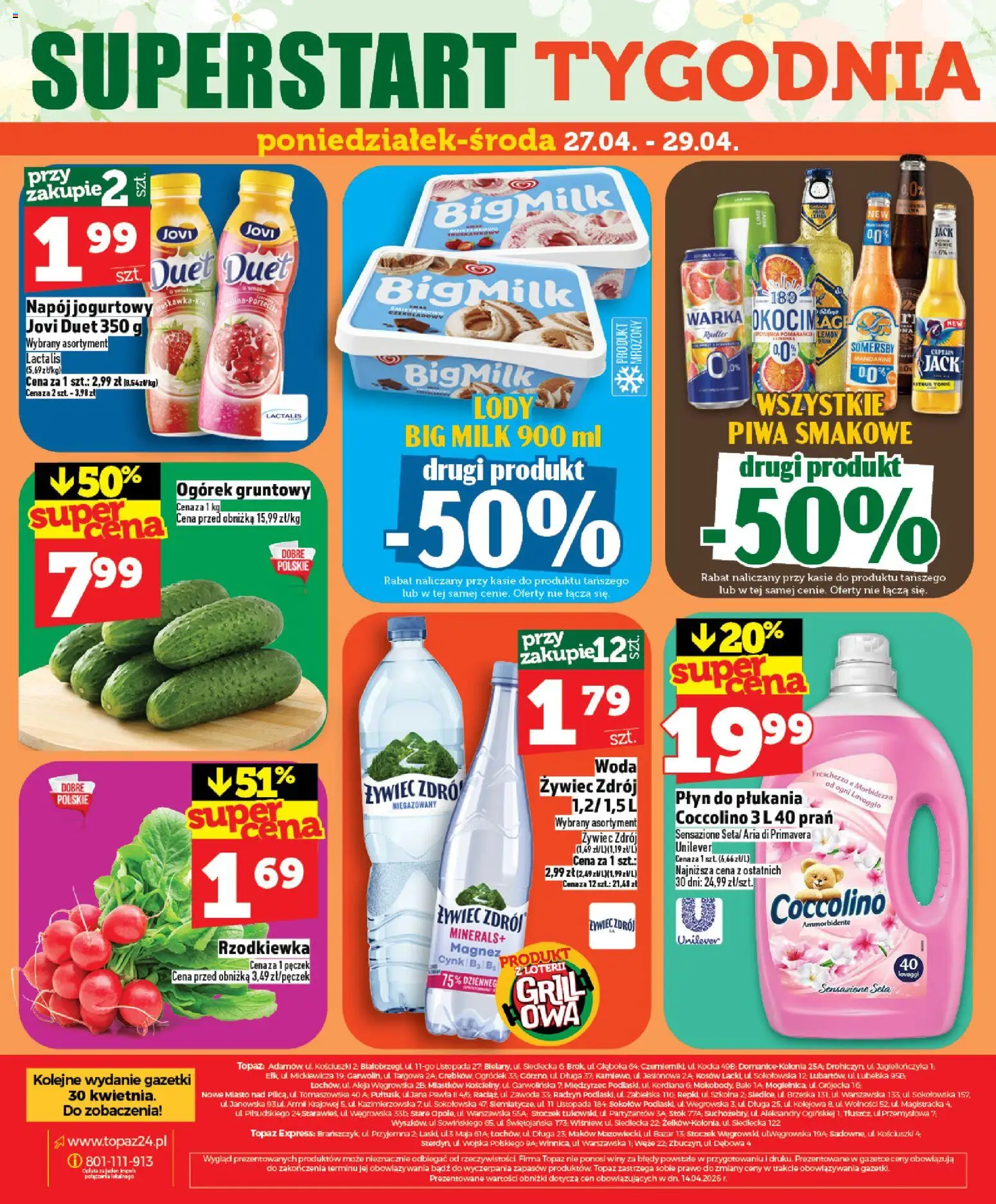 Topaz gazetka od 23.04.2026 | Strona: 28 | Produkty: Coccolino, Big Milk, Somersby, Woda
