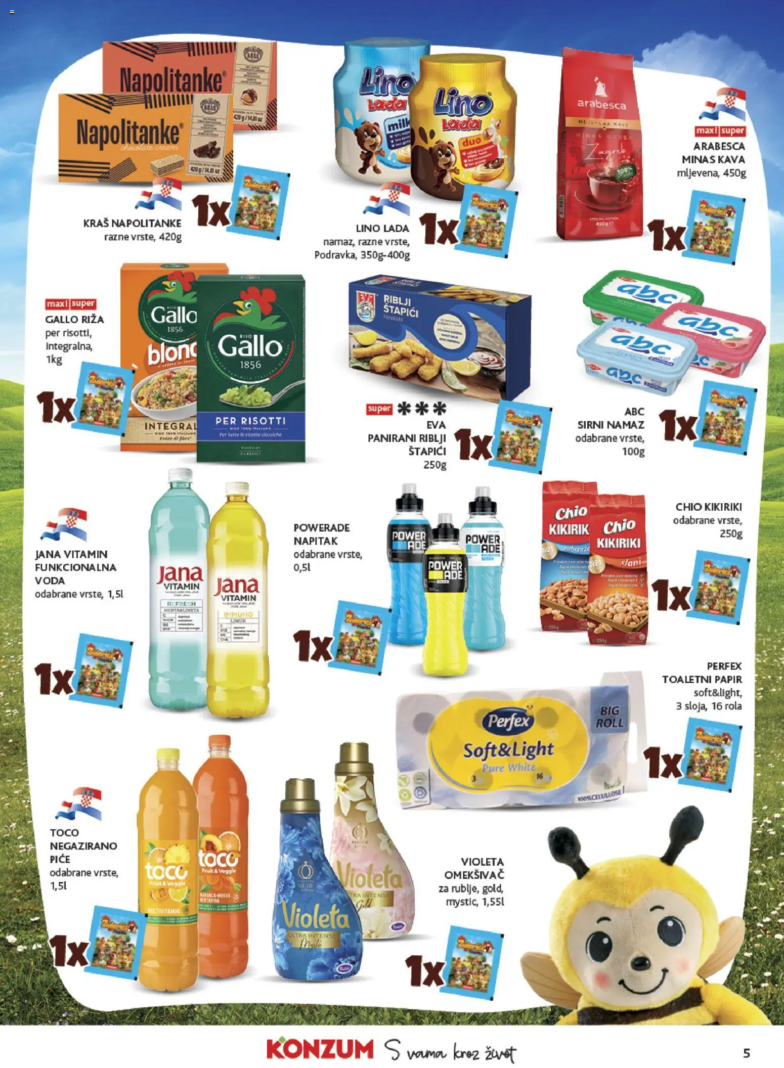 Konzum katalog | vrijedi od 04.03.2026 | Stranica: 5 | Proizvodi: Arabesca, Riža, Kikiriki, Štapići