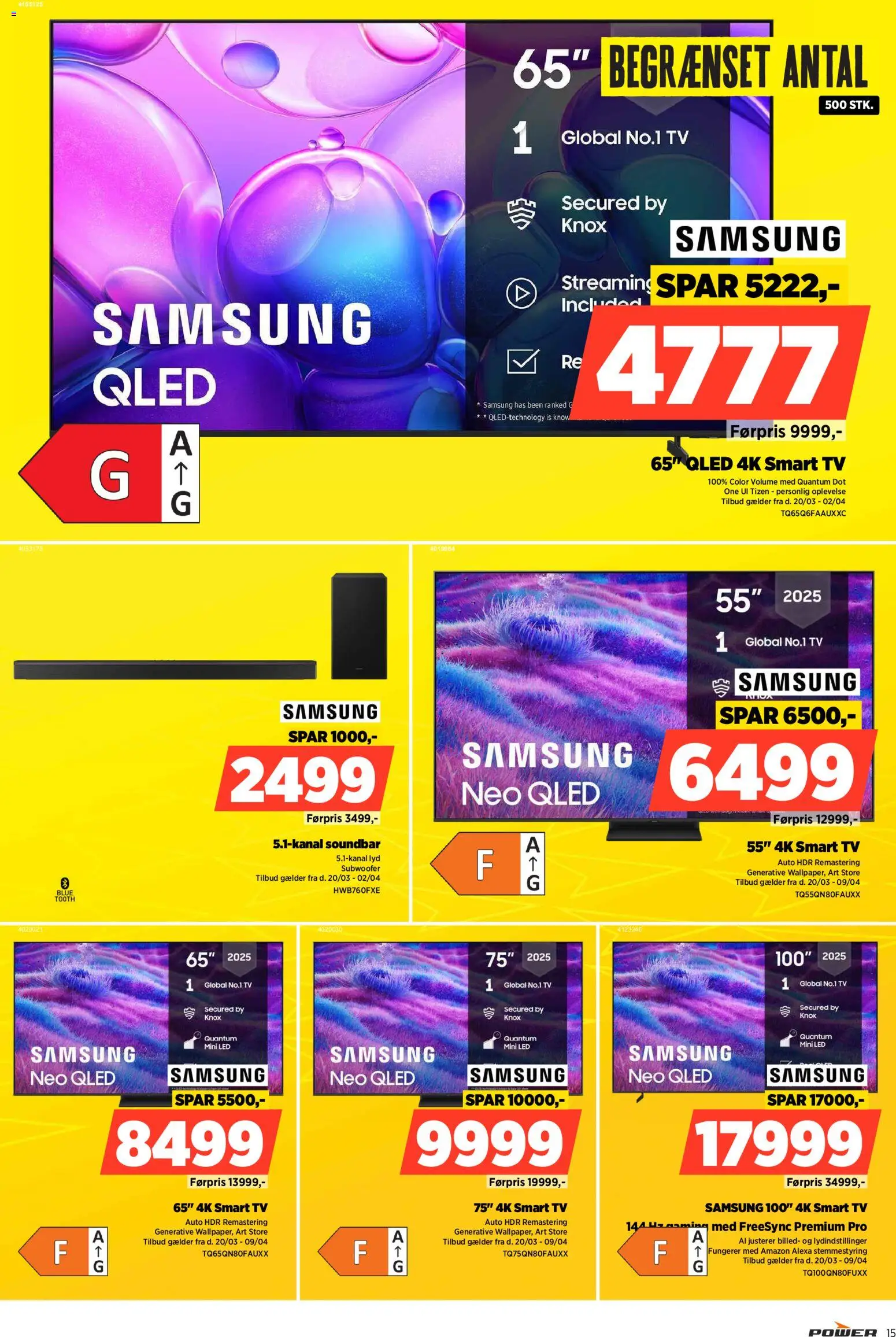 Power tilbudsavis – gyldig fra 20.03.2026 | Side: 15 | Produkter: Soundbar, Smart TV, Is, TV