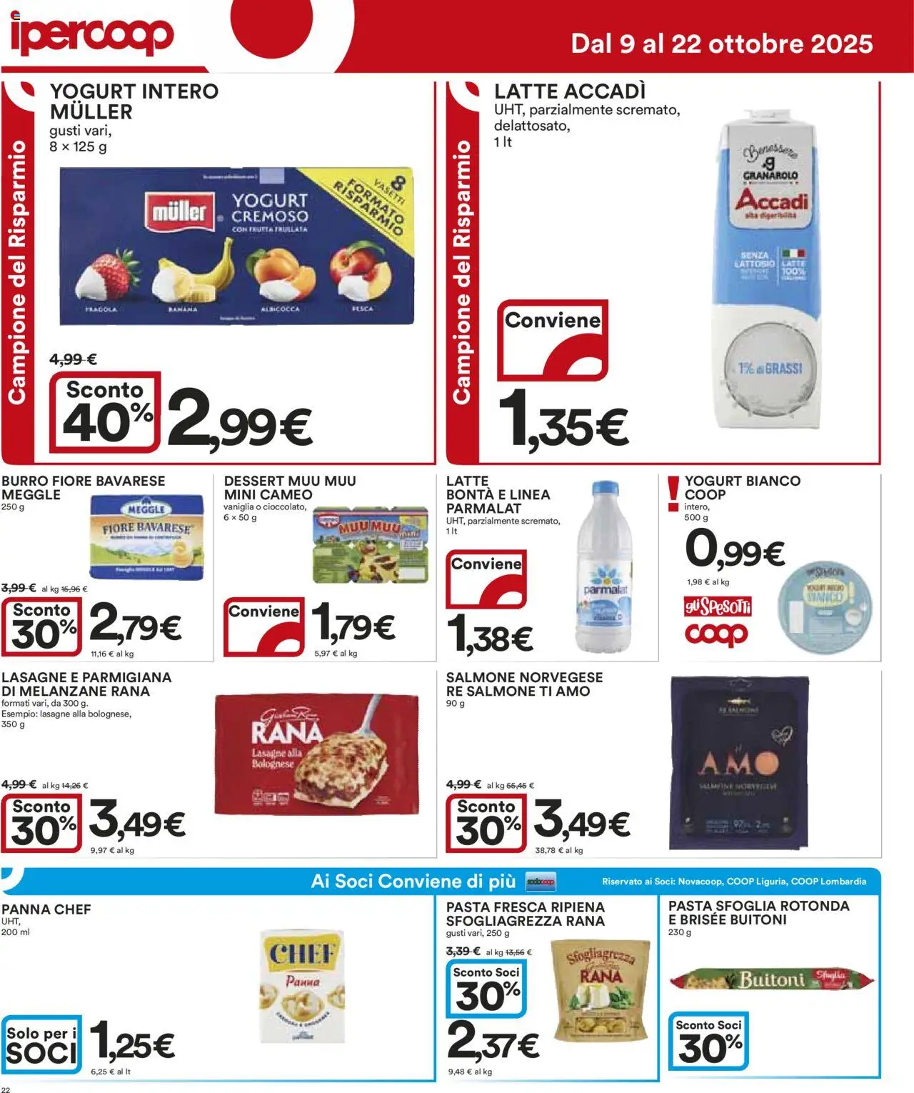 Volantino Ipercoop del 09.10.2025 | Pagina: 22 | Prodotti: Yogurt, Salmone, Burro, Melanzane