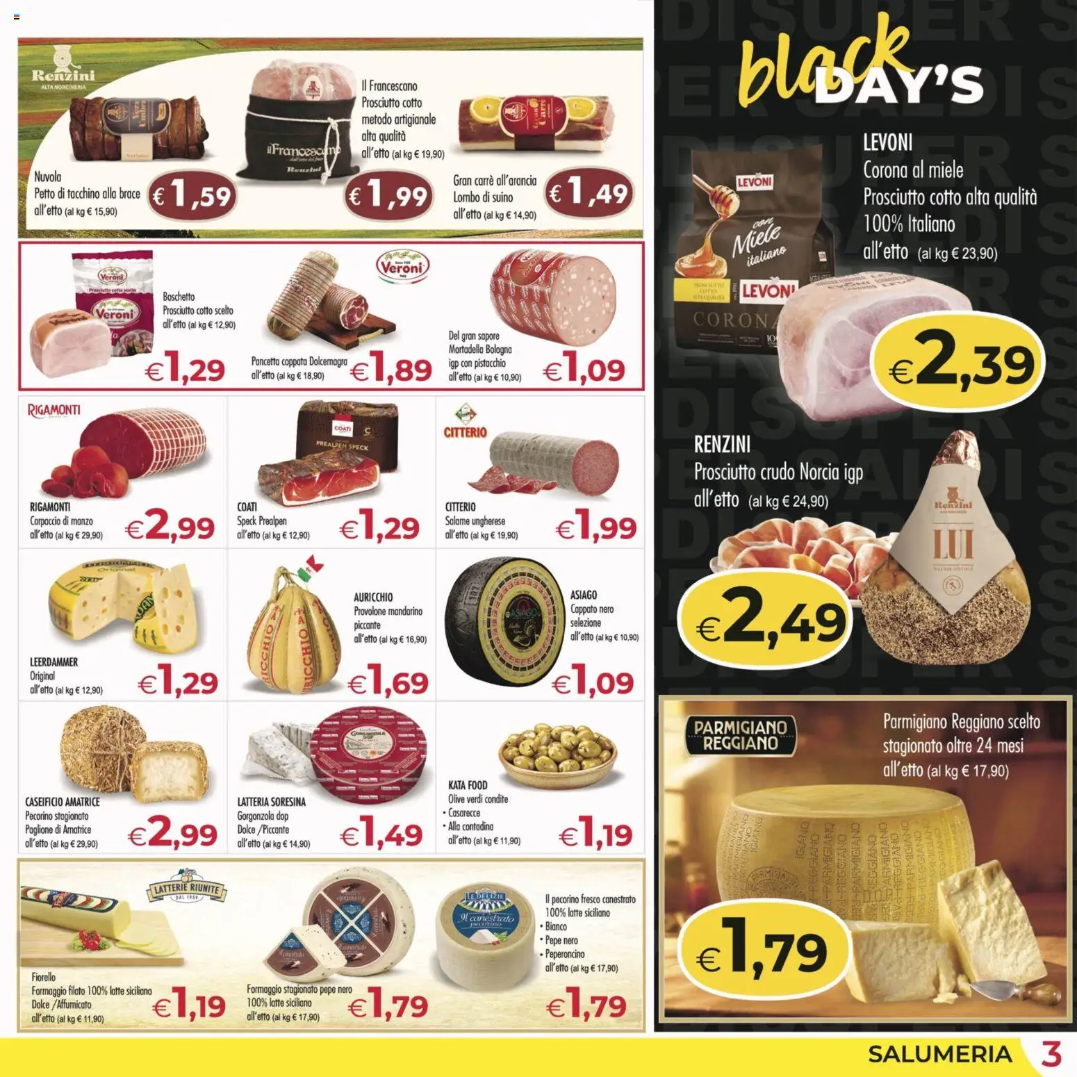 Volantino MerSi Supermercati del 17.11.2025 | Pagina: 3 | Prodotti: Manzo, Pancetta, Olive, Peperoncino