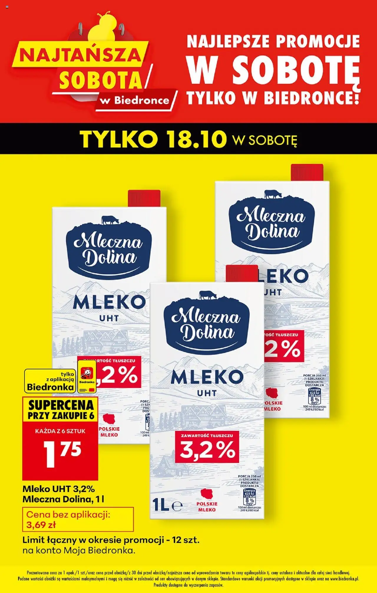 Biedronka gazetka - Najtańsza sobota od 18.10.2025 | Strona: 2 | Produkty: Szklanka, Mleko mleczna dolina, Mleko