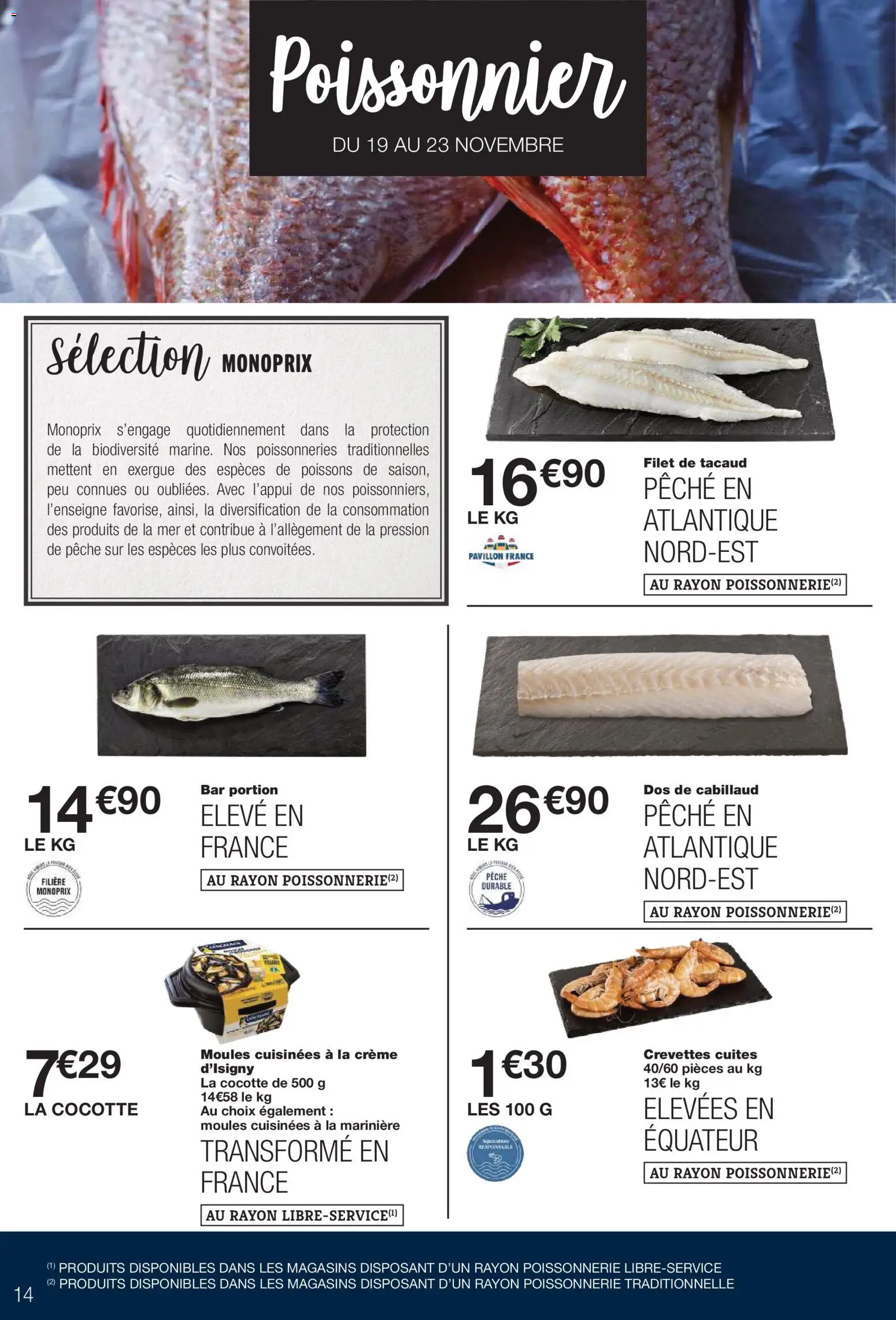 {H1} | Page: 14 | Produits: Marinière, Poissonnerie, Dos de cabillaud, Crème