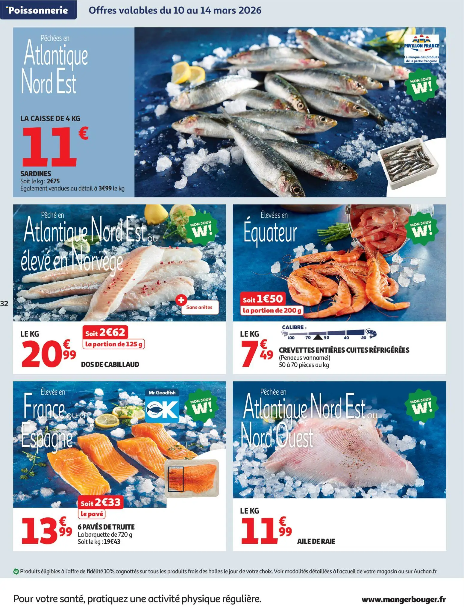 {H1} | Page: 32 | Produits: Pêche, Poissonnerie, Crevettes, Dos de cabillaud