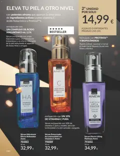 Vista previa Sérum Hidratante Efecto Rellenador Anew, Sérum enriquecido con ácido hialurónico para una hidratación instantánea y un efecto rellenador de la piel reduciendo el aspecto de líneas finas y arrugas. 30 ml válido desde el 01.11.2025 | Página: 240 | Productos: Κρεμάστρα, Sérum, Vitamina C pura