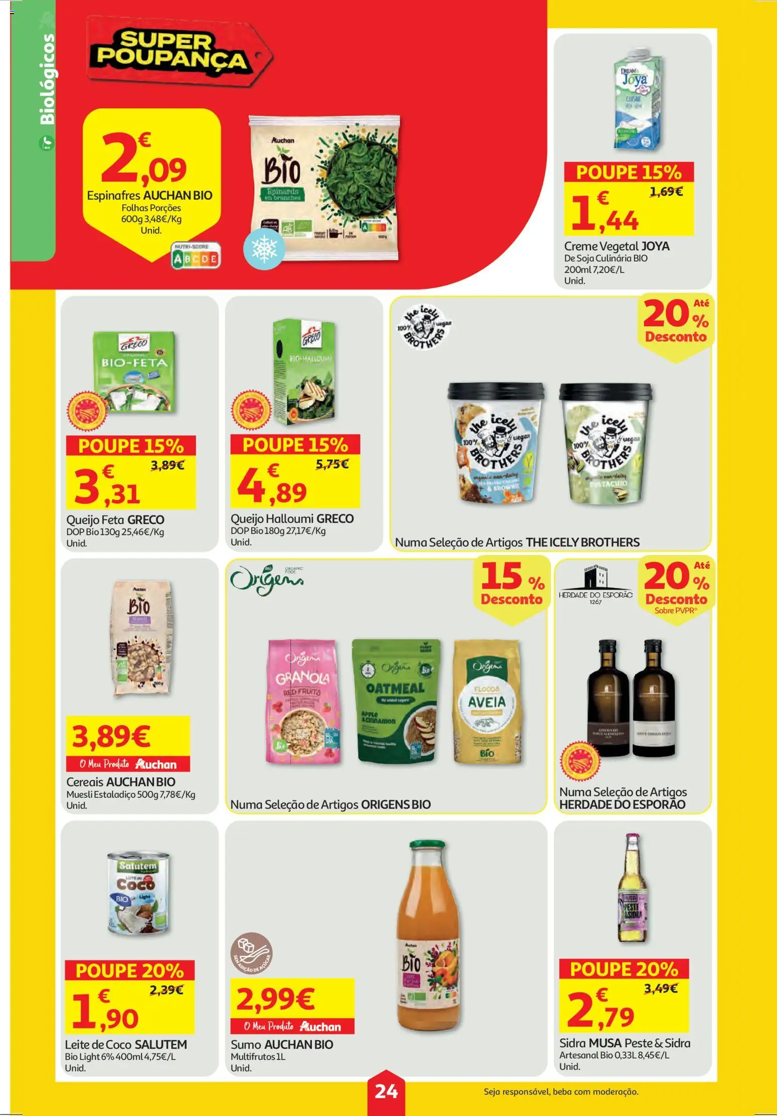 Auchan folheto │ válido de 26.03.2026 | Página: 24 | Produtos: Soja, Aveia, Espinafres, Cereais