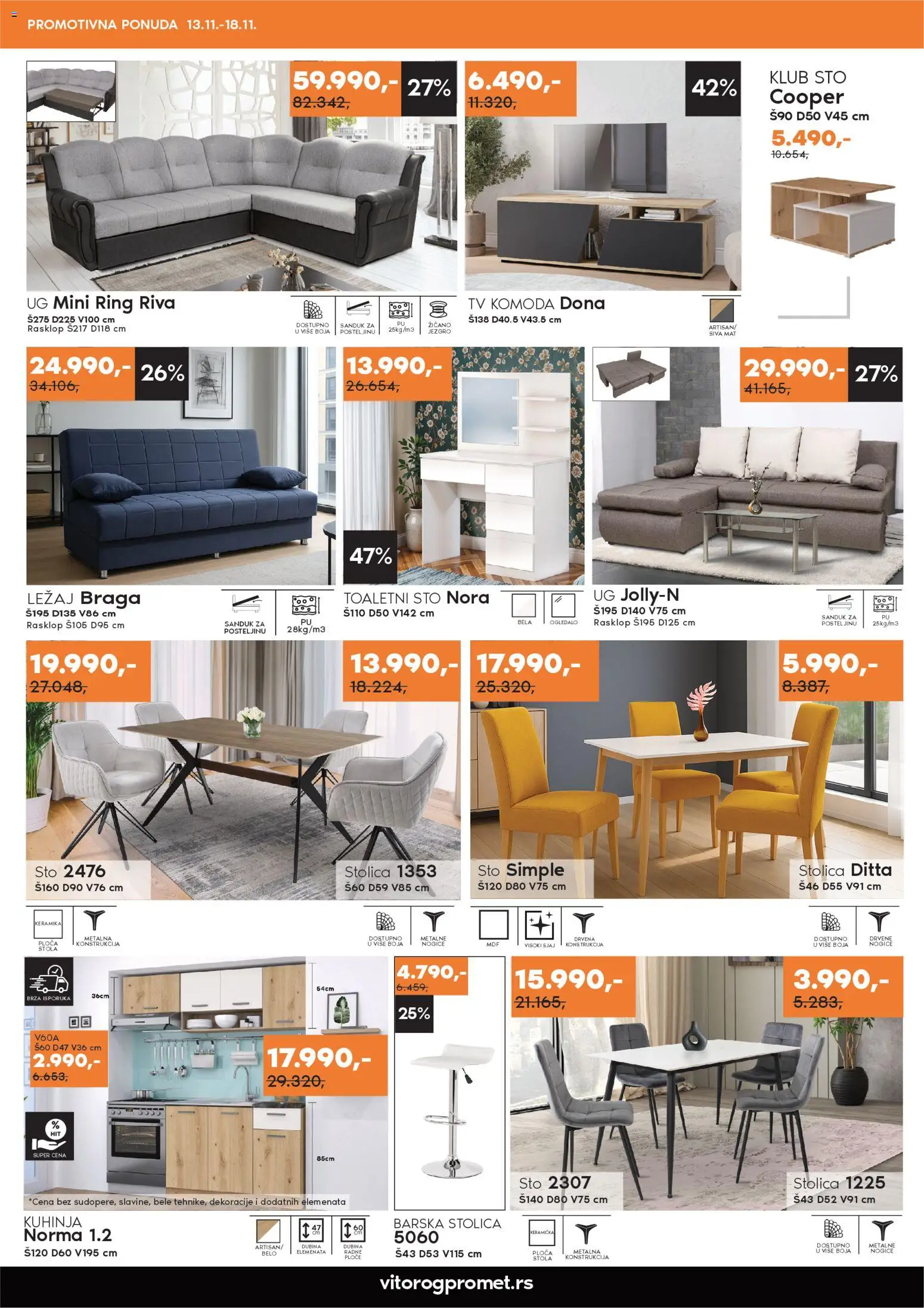 Vitorog katalog - važi od 13.11.2025 | Strana: 3 | Proizvode: Komoda, Tv komoda, Sto, Ogledalo