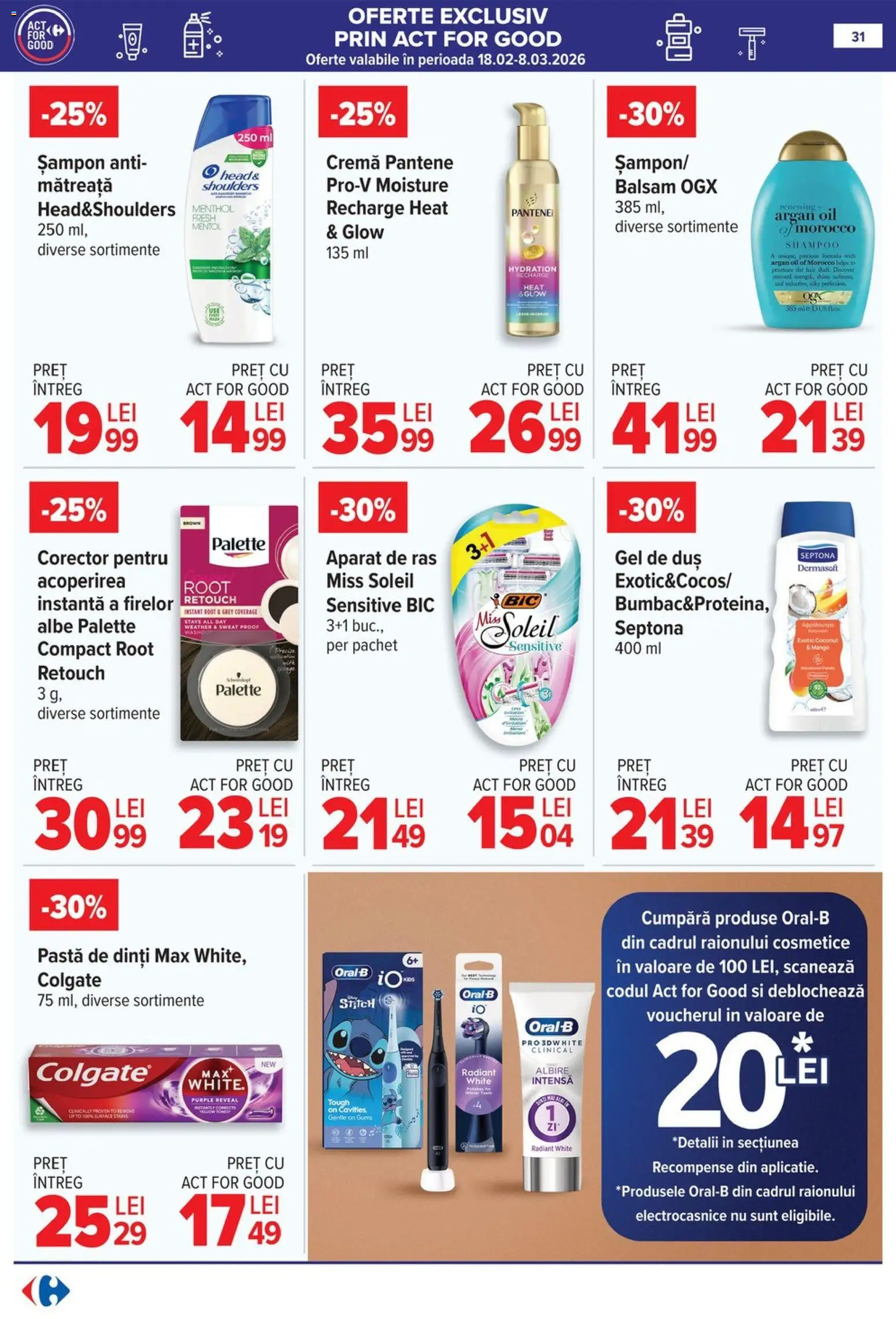 Noul catalog Carrefour – valabil de la 18.02.2026 | Pagină: 32 | Produse: Duș, Șampon, Cremă, Pastă de dinți