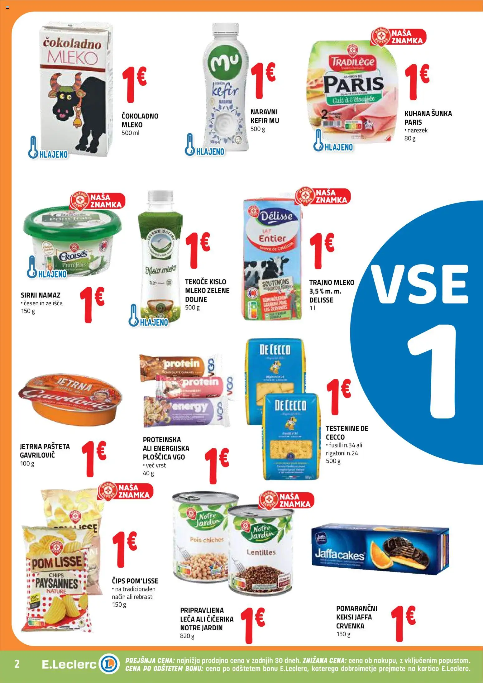 Novi E.leclerc katalog ponudbe – veljaven od 07.01.2026 | Stran: 2 | Izdelki: Sirni namaz, Namaz, Mleko, Sunka
