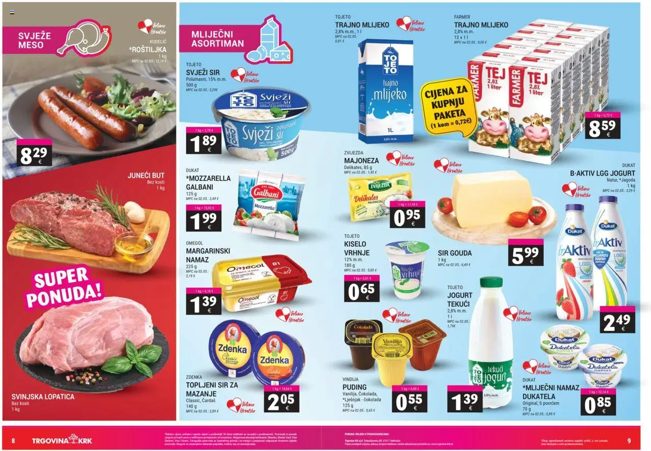 Trgovina Krk katalog | vrijedi od 01.08.2025 | Stranica: 5 | Proizvodi: Svinjska lopatica, Meso, Puding, Gouda