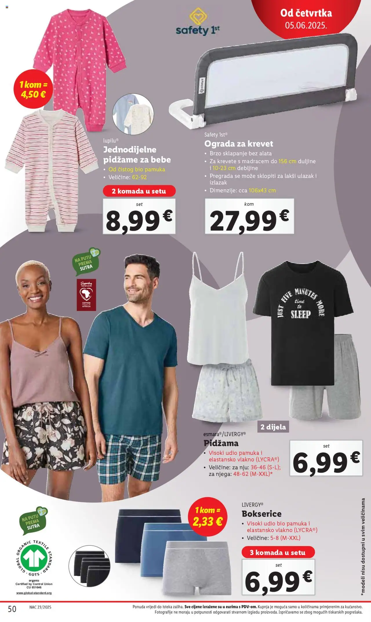 Lidl katalog | vrijedi od 02.06.2025 | Stranica: 50 | Proizvodi: Krevet, Pidžama, Bokserice