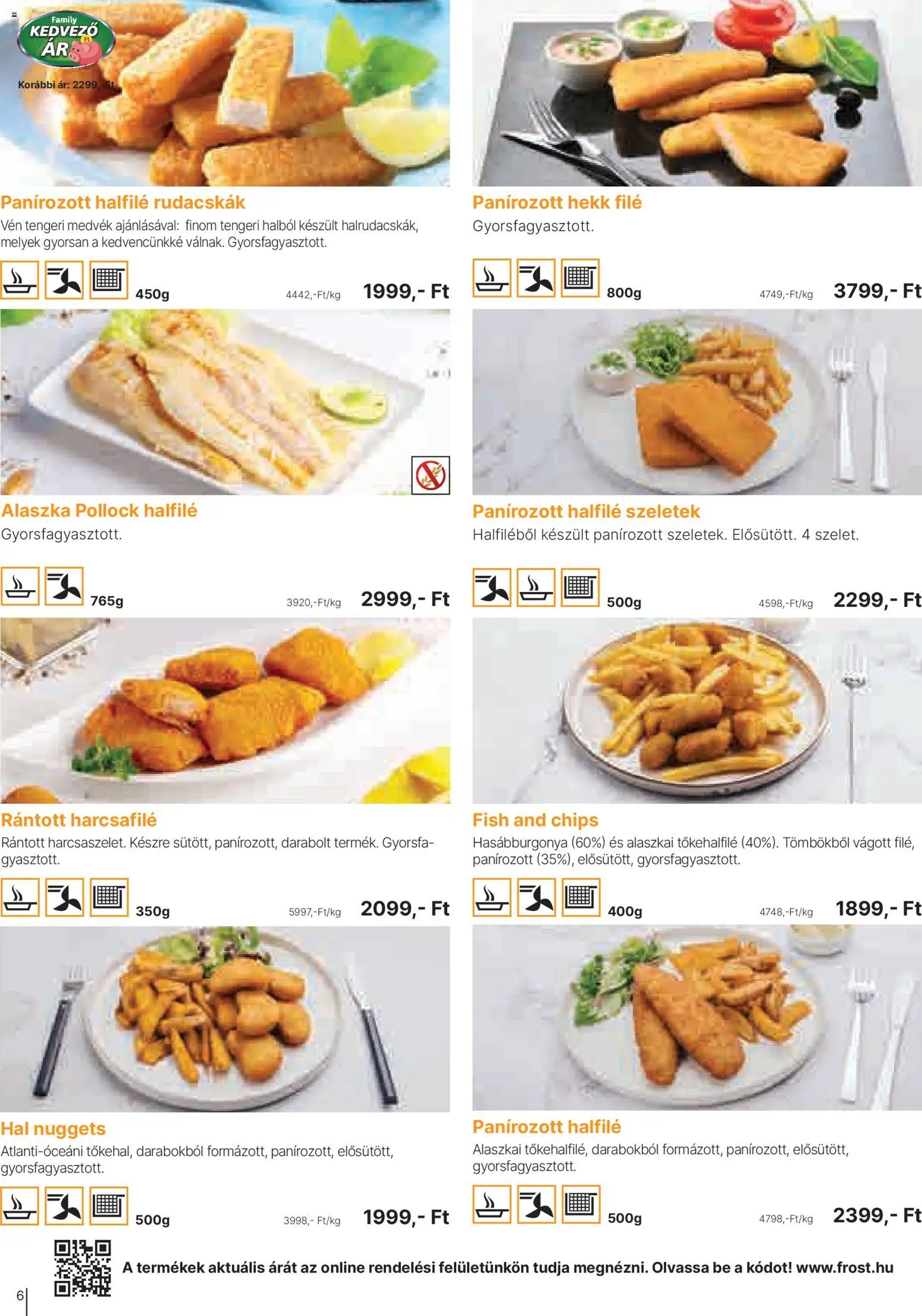 Family Frost akciós ujság - amely érvényes a következő dátumtól: 01.04.2026 | Oldal: 6 | Termékek: Alaszkai tőkehalfilé, Nuggets, Hal, Hasábburgonya