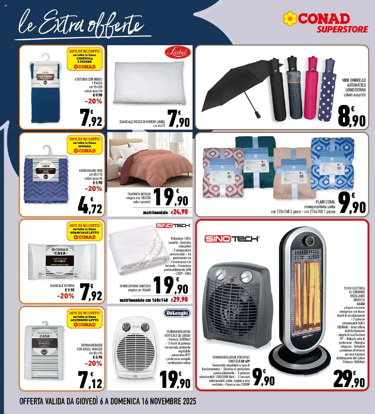 Volantino Conad del 06.11.2025 | Pagina: 26 | Prodotti: Schermo, Letto, Federa, Guanciale