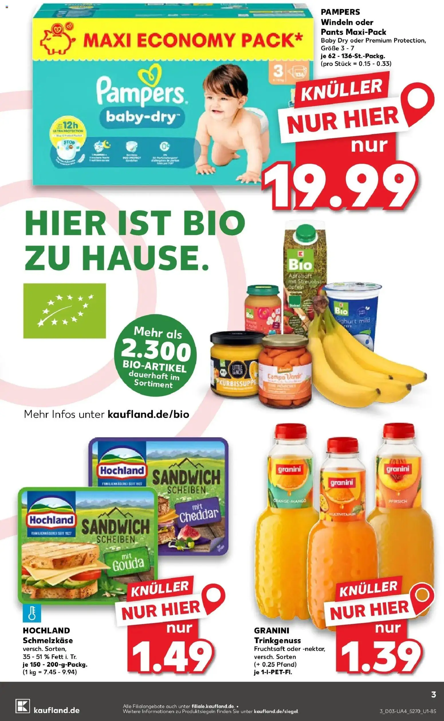 Kaufland prospekt Pfullingen	 – gültig ab 15.01.2026 | Seite: 3 | Produkte: Gouda, Pampers, Pfirsich, Fruchtsaft