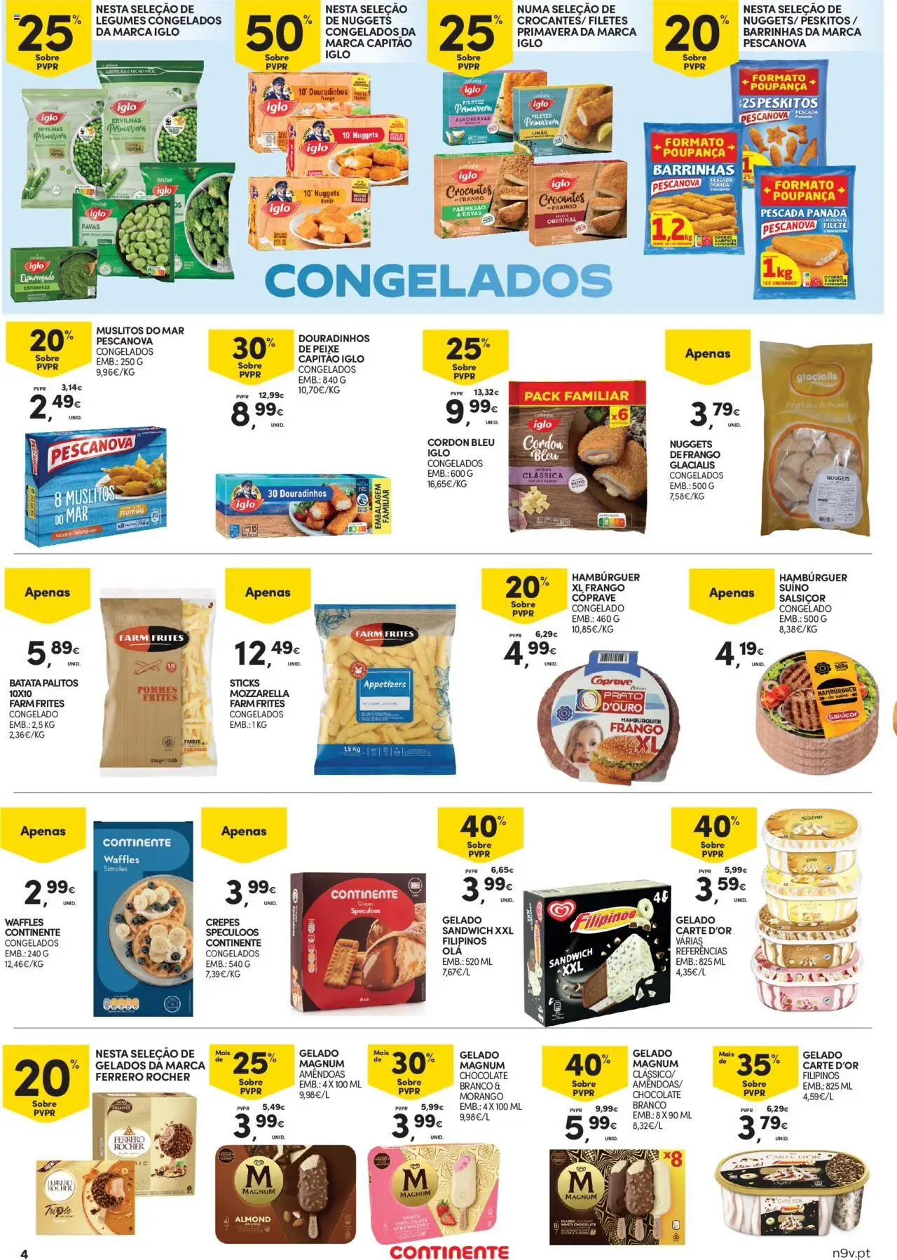 Continente - Açores │ válido de 18.09.2025 | Página: 4 | Produtos: Nuggets de frango, Filipinos, Frango, Capitão iglo