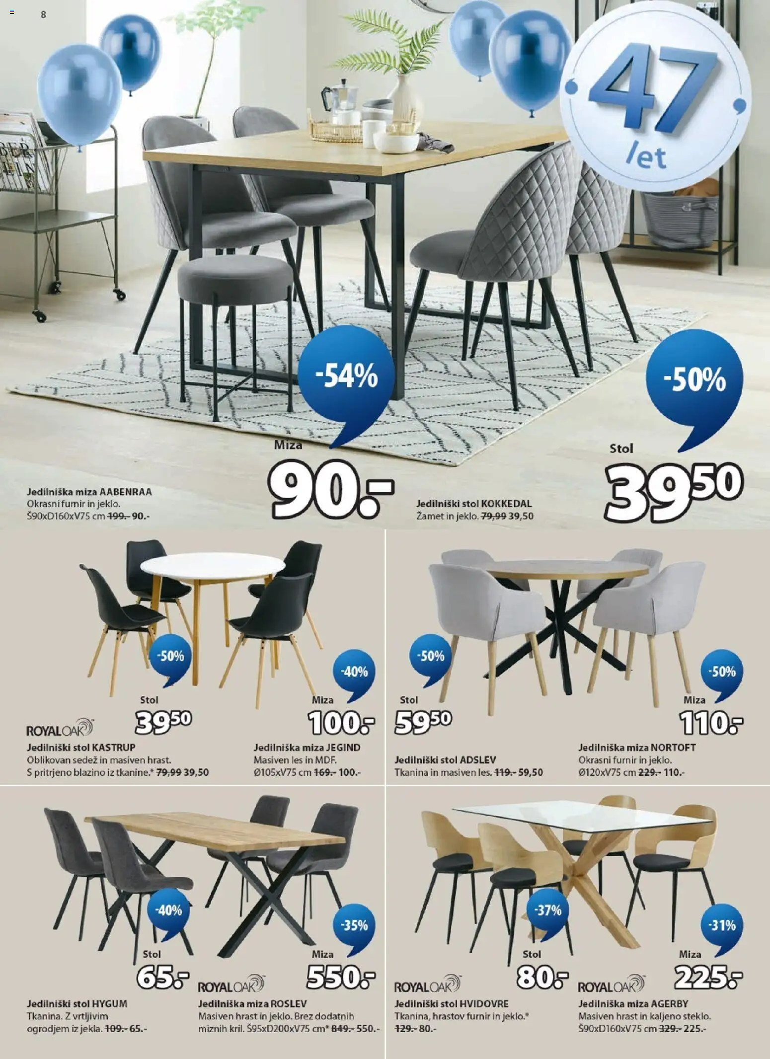 Novi JYSK katalog ponudbe – veljaven od 08.04.2026 | Stran: 8 | Izdelki: Furnir, Miza, Stol