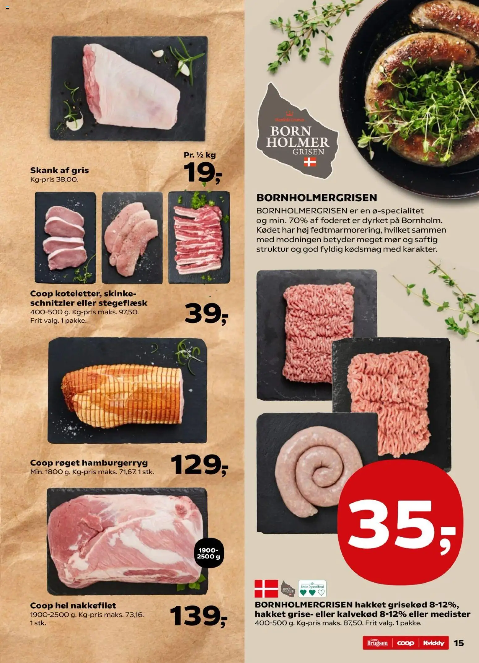 Kvickly tilbudsavis – gyldig fra 24.10.2025 | Side: 15 | Produkter: Skinke, Schnitzler, Nakkefilet, Hamburgerryg