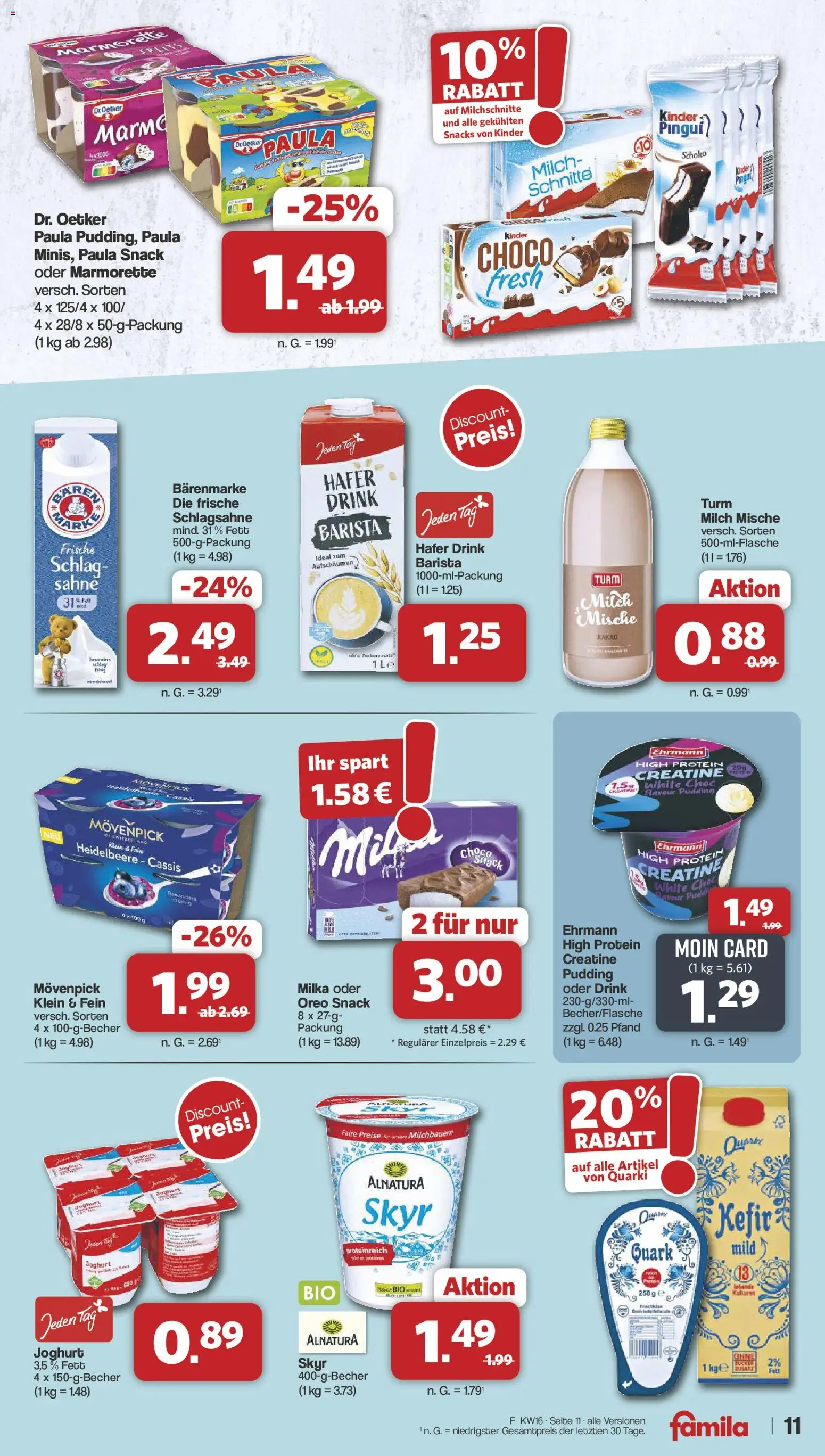 Famila Nordwest Prospekt 	 – gültig ab 13.04.2026 | Seite: 13 | Produkte: Quark, Schlagsahne, Milka, Sahne