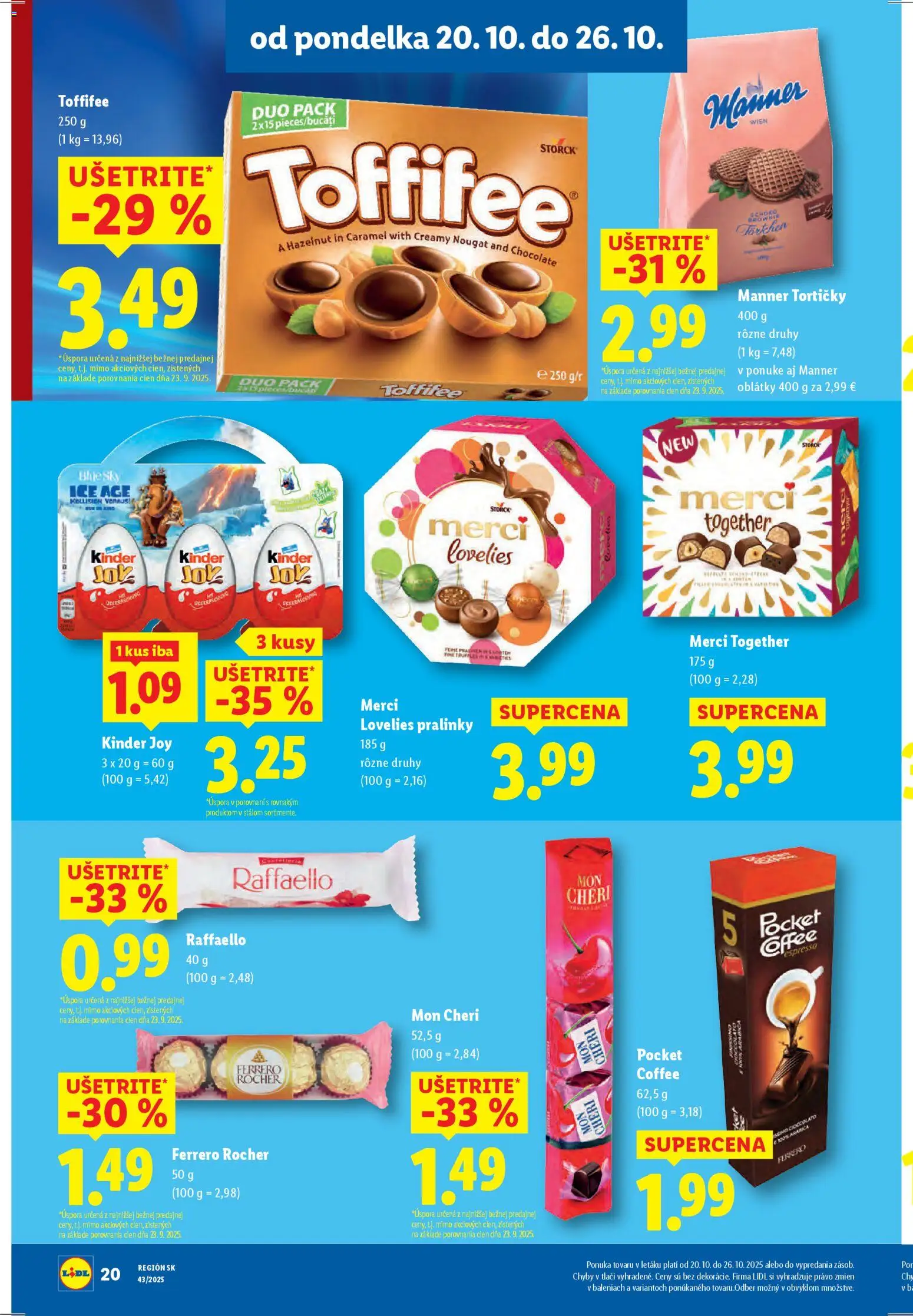 Nové Lidl akcie – leták je platný od 23.10.2025 | Strana: 60 | Produkty: Merci, Mon Chéri, Toffifee, Ferrero Rocher