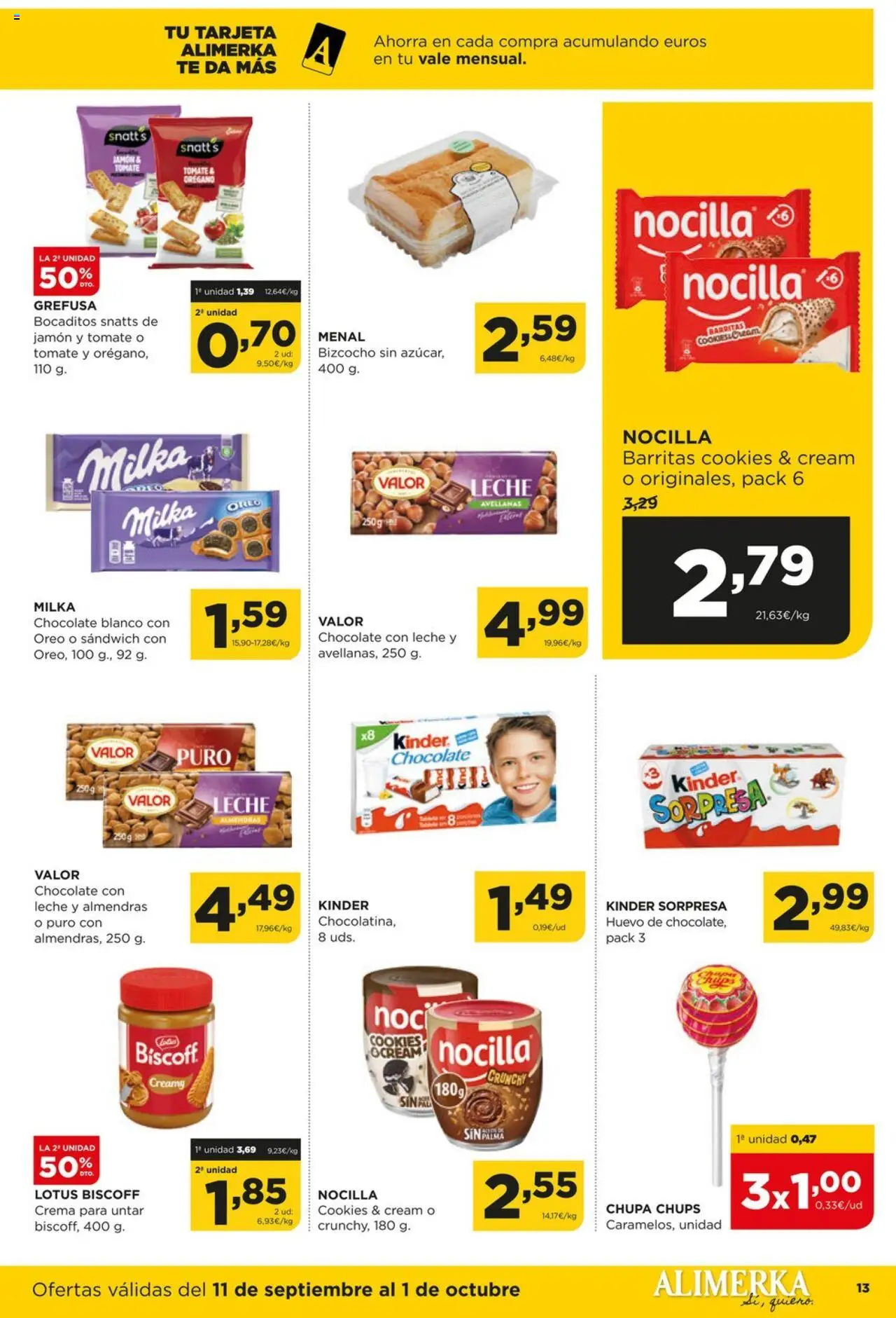 Alimerka folleto Asturias │ válido desde el 11.09.2025 | Página: 13 | Productos: Leche, Jamón, Crema, Bizcocho