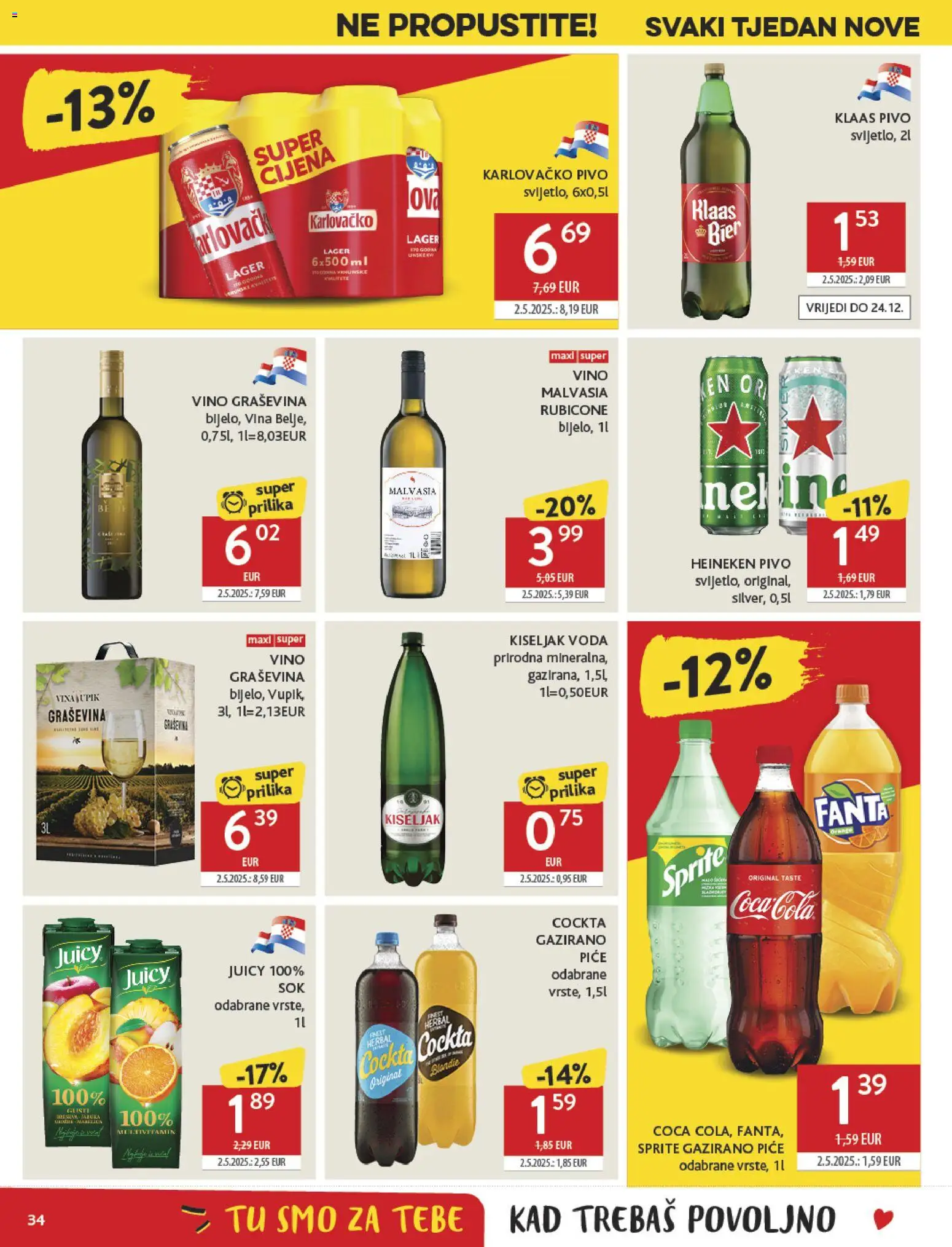 Konzum katalog | vrijedi od 19.11.2025 | Stranica: 34 | Proizvodi: Coca cola, Fanta, Sprite, Karlovačko