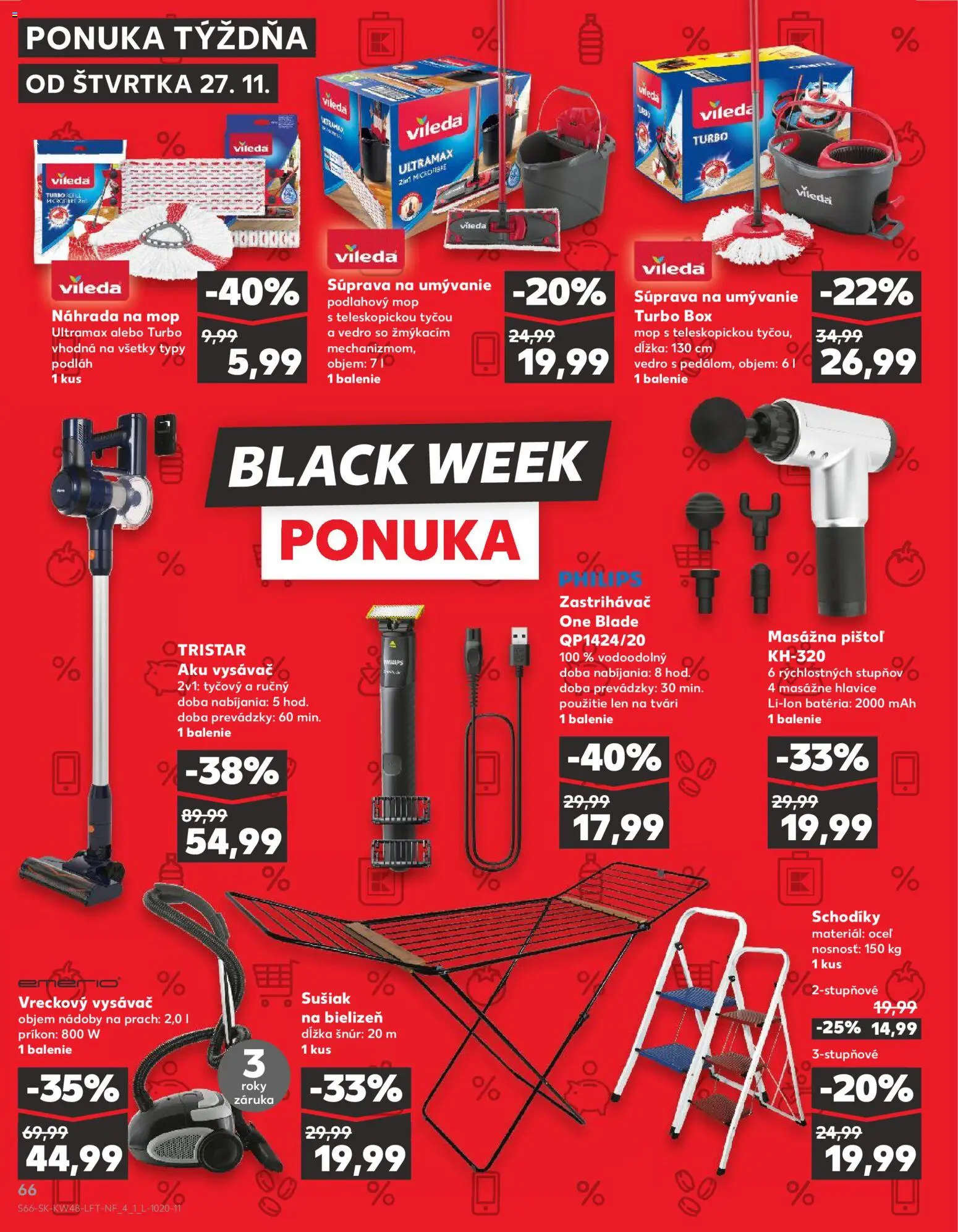 Nové Kaufland akcie – leták je platný od 27.11.2025 | Strana: 66 | Produkty: One blade, Aku vysávač, Aku, Vysávač
