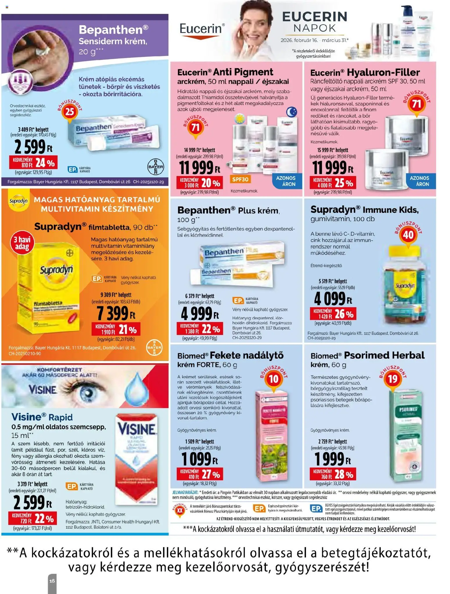 Pingvin Patika akciós ujság - amely érvényes a következő dátumtól: 01.03.2026 | Oldal: 16 | Termékek: Arckrém, Bor, Multivitamin, Só