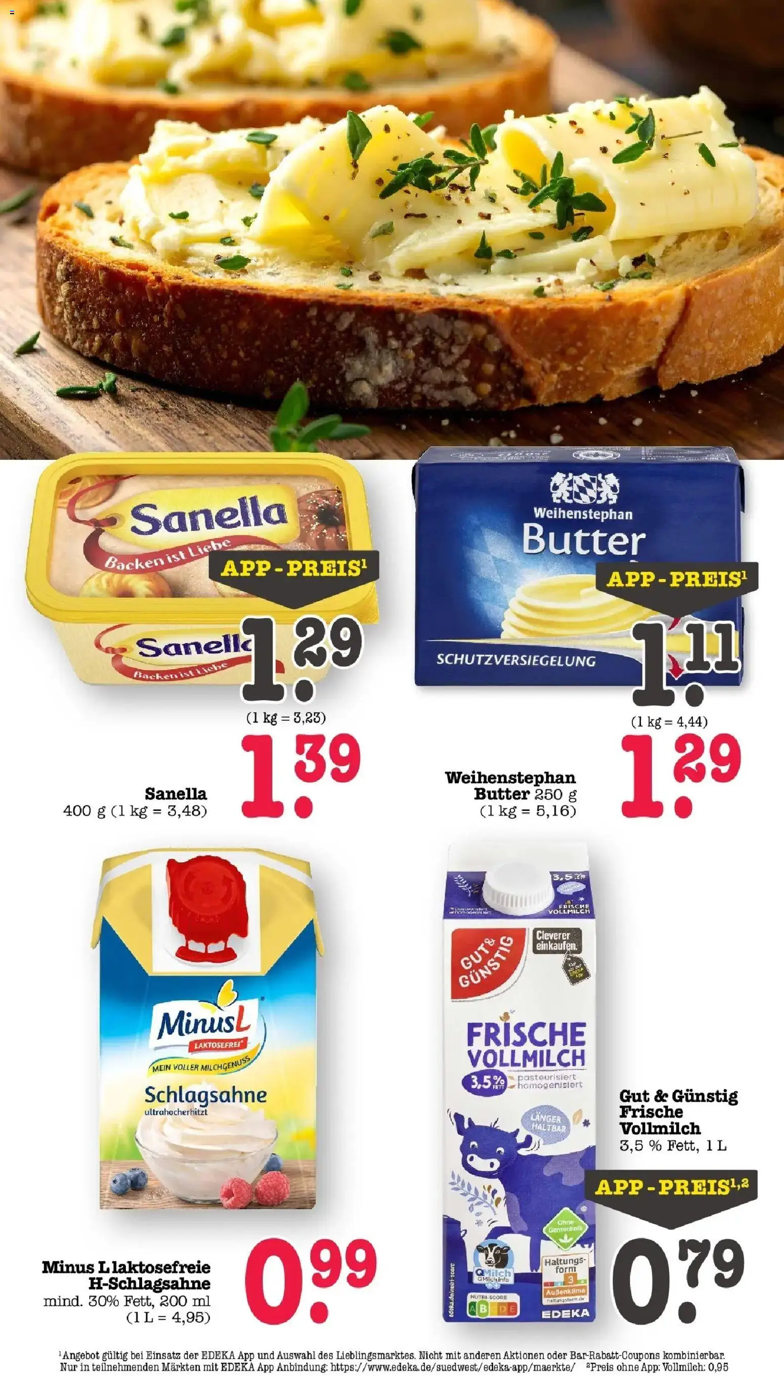 Edeka prospekt Offenbach	 – gültig ab 16.03.2026 | Seite: 25 | Produkte: Schlagsahne, Butter, Weihenstephan butter, Sanella