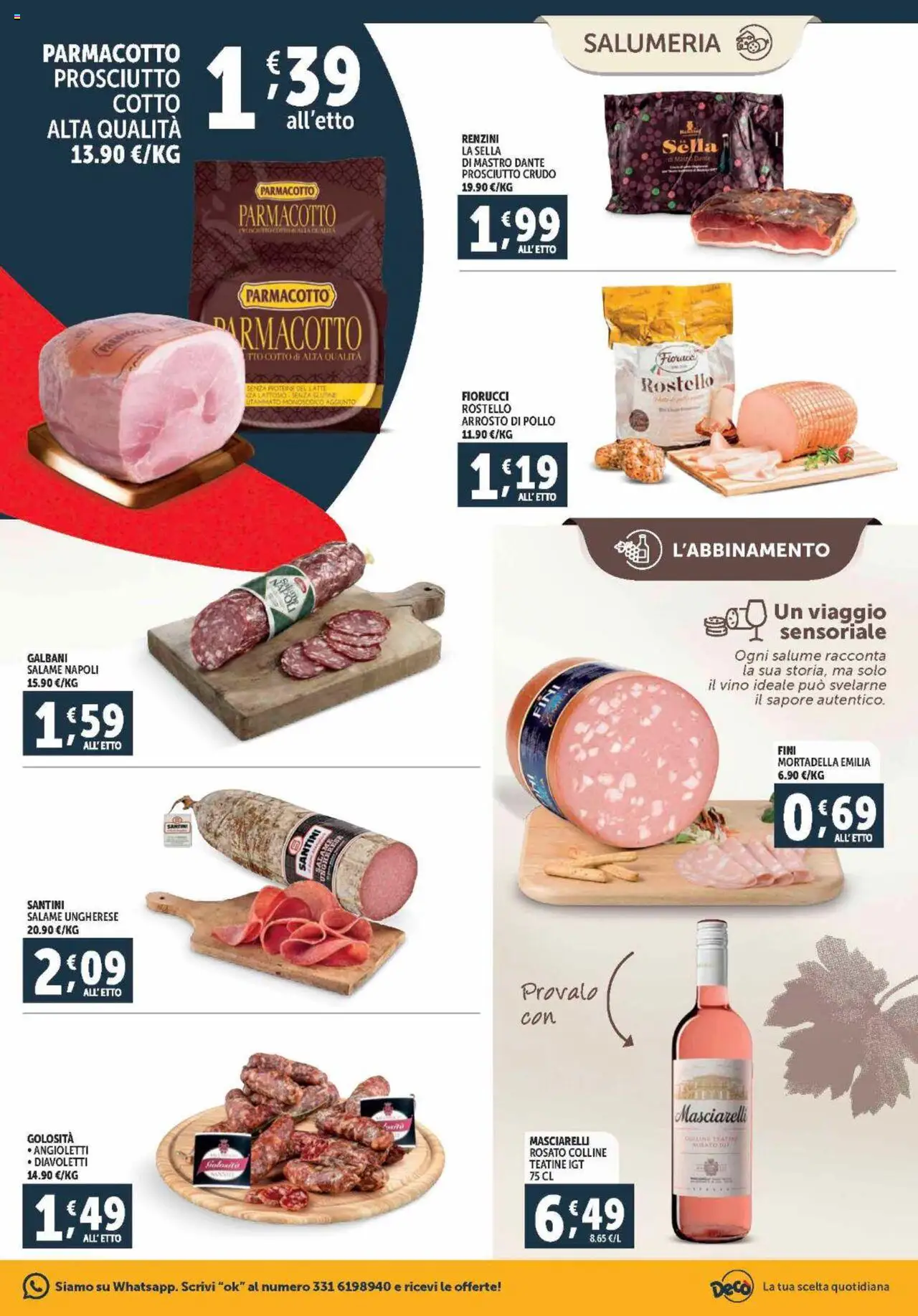 Volantino Decò del 21.08.2025 | Pagina: 3 | Prodotti: Arrosto, Prosciutto, Vino, Mortadella