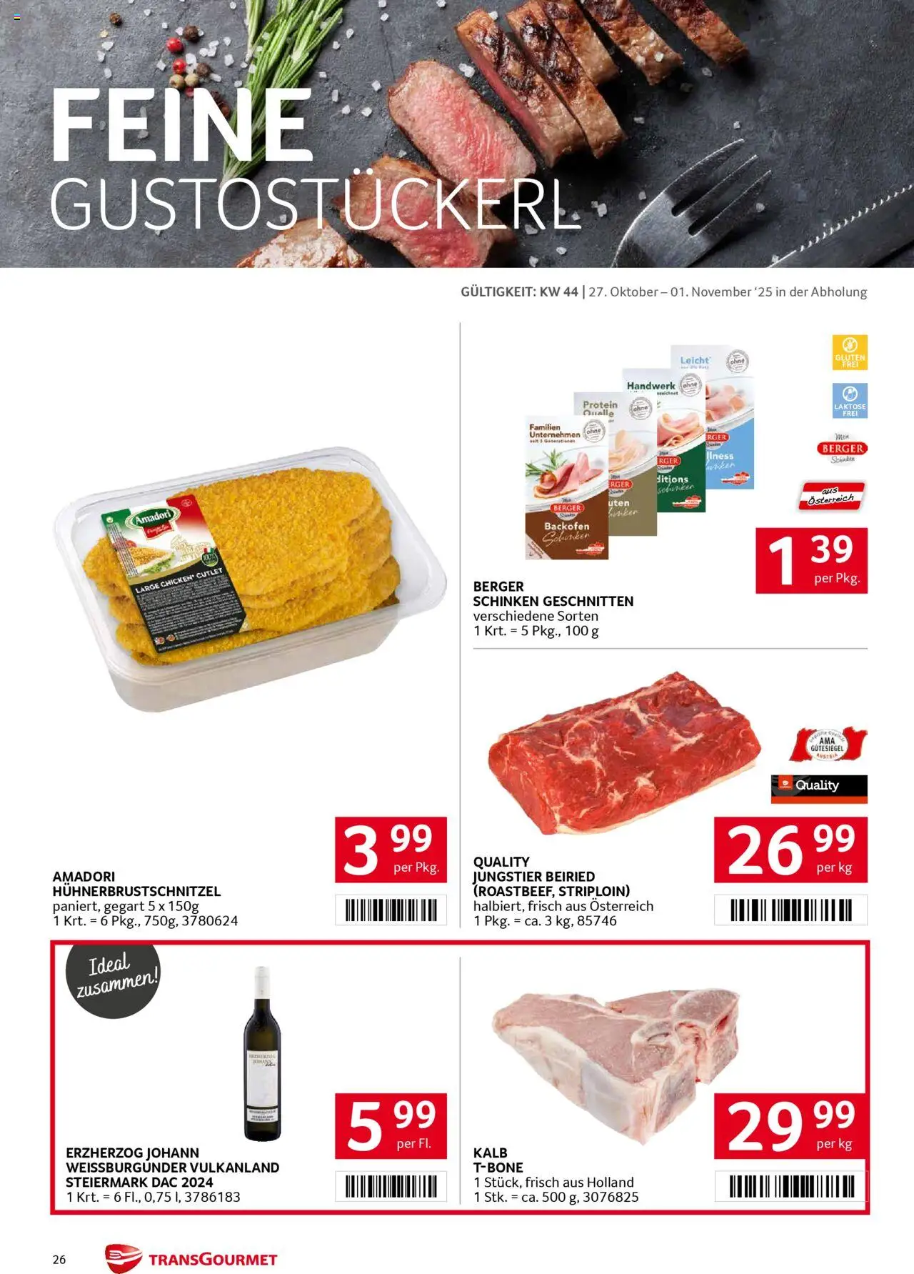 Transgourmet Flugblatt gültig ab 26.10.2025 | Seite: 26 | Produkte: Schinken