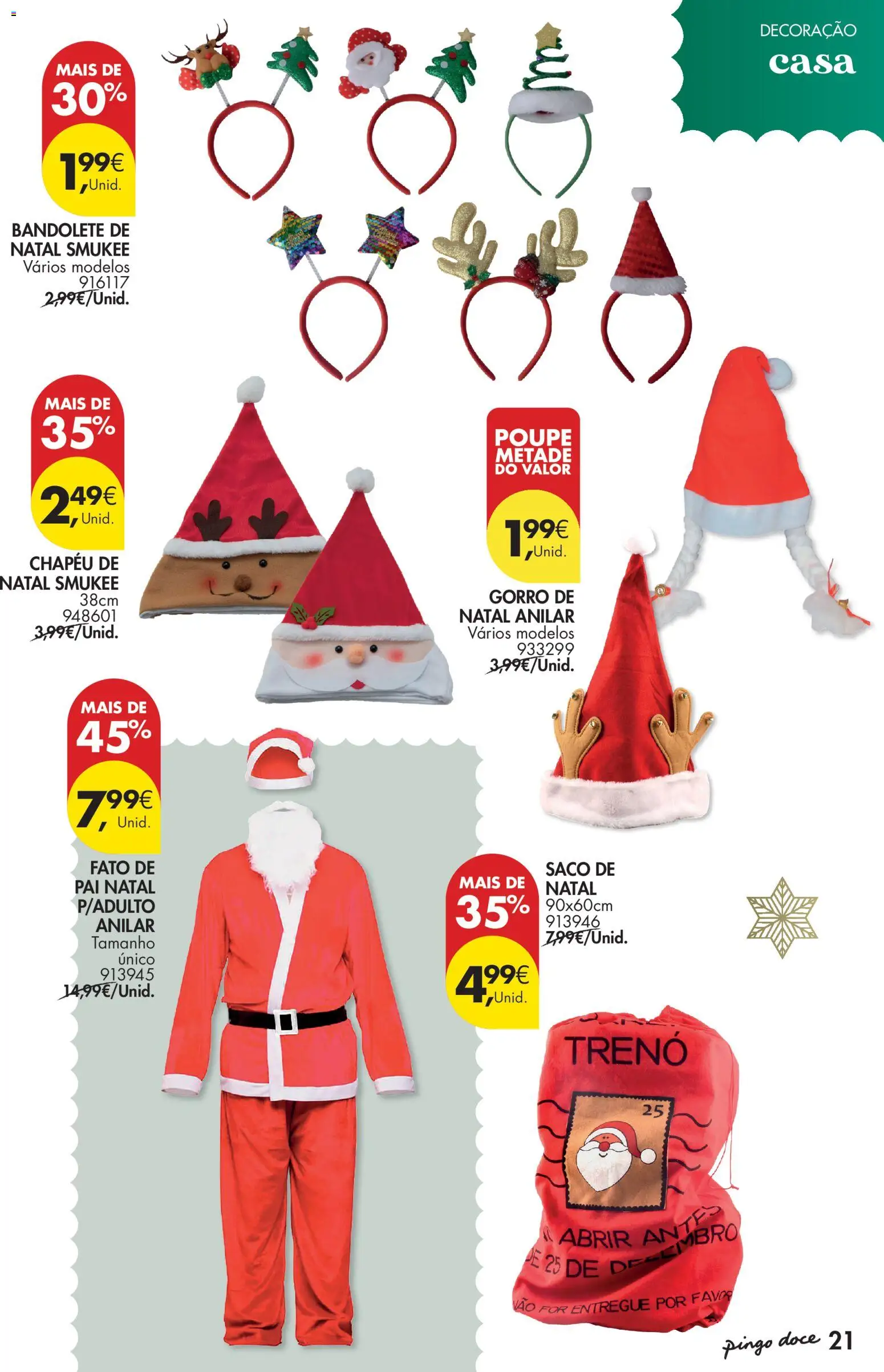 Pingo Doce - Natal │ válido de 11.11.2025 | Página: 21 | Produtos: Chapéu, Gorro, Fato