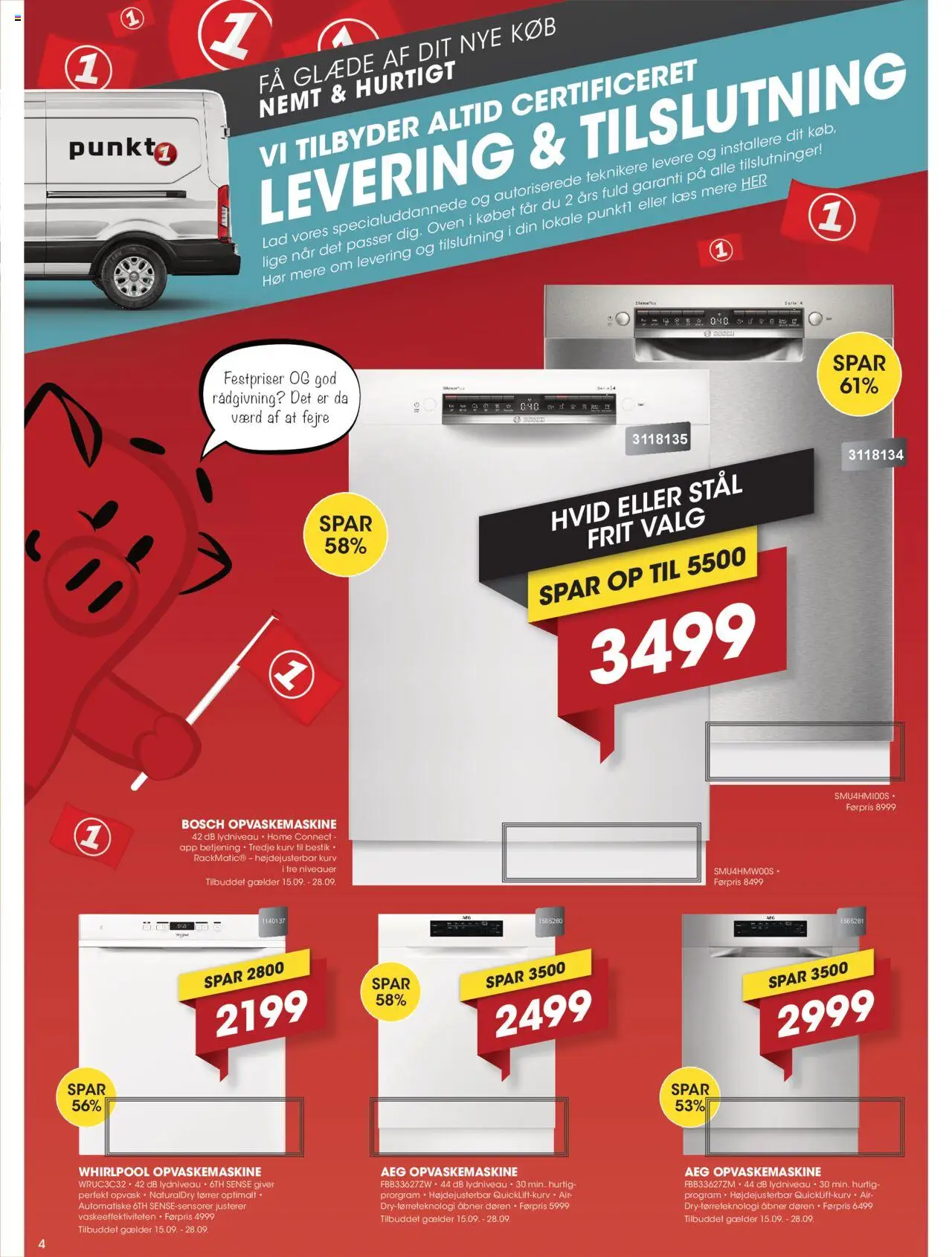 Punkt1 tilbudsavis – gyldig fra 15.09.2025 | Side: 4 | Produkter: Æg, Kurv, Opvaskemaskine