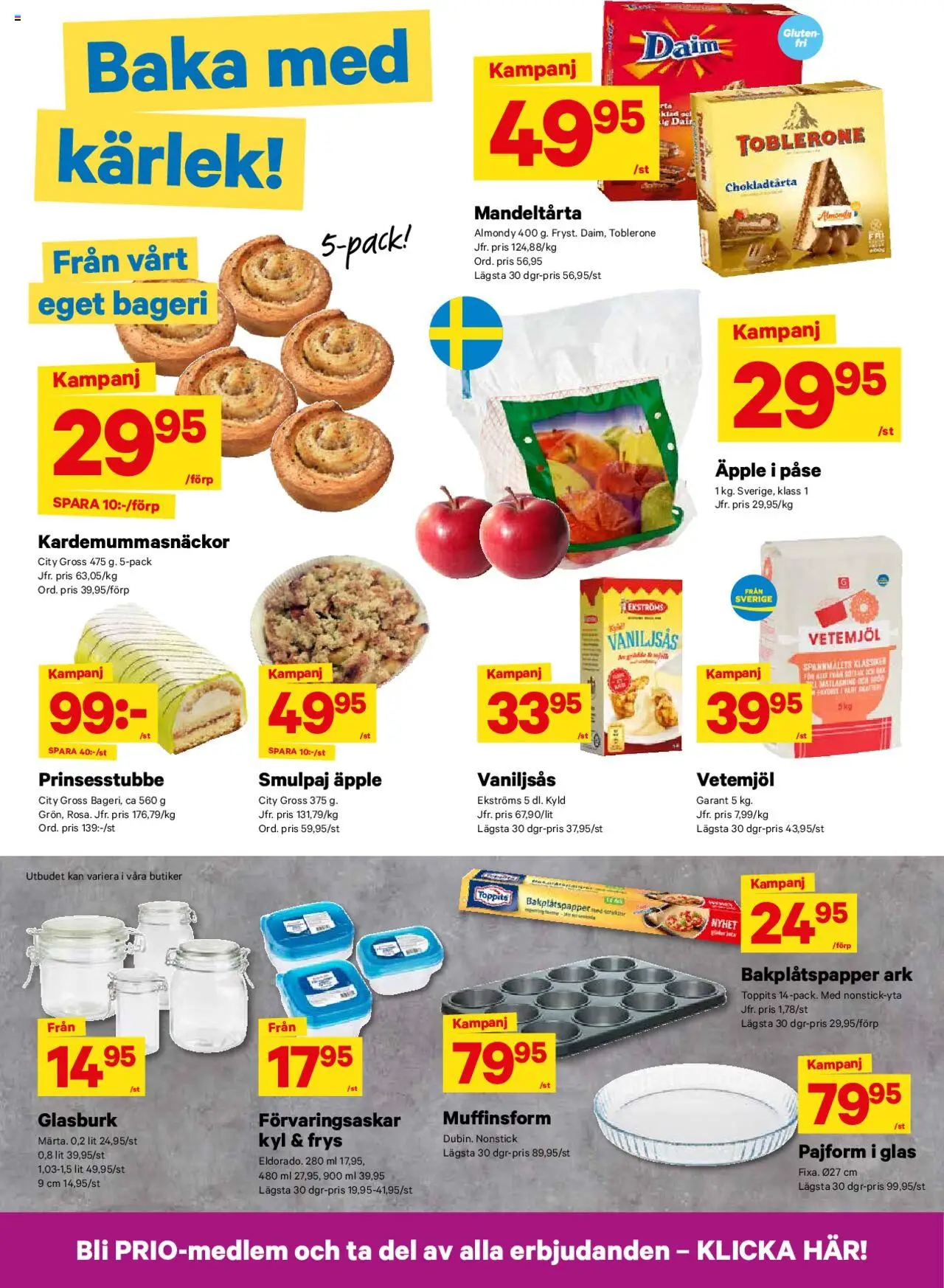 City Gross reklamblad aktuell från 25.08.2025 | Sida: 6 | Produkter: Bageri, Bakplåtspapper, Frys, Vaniljsås