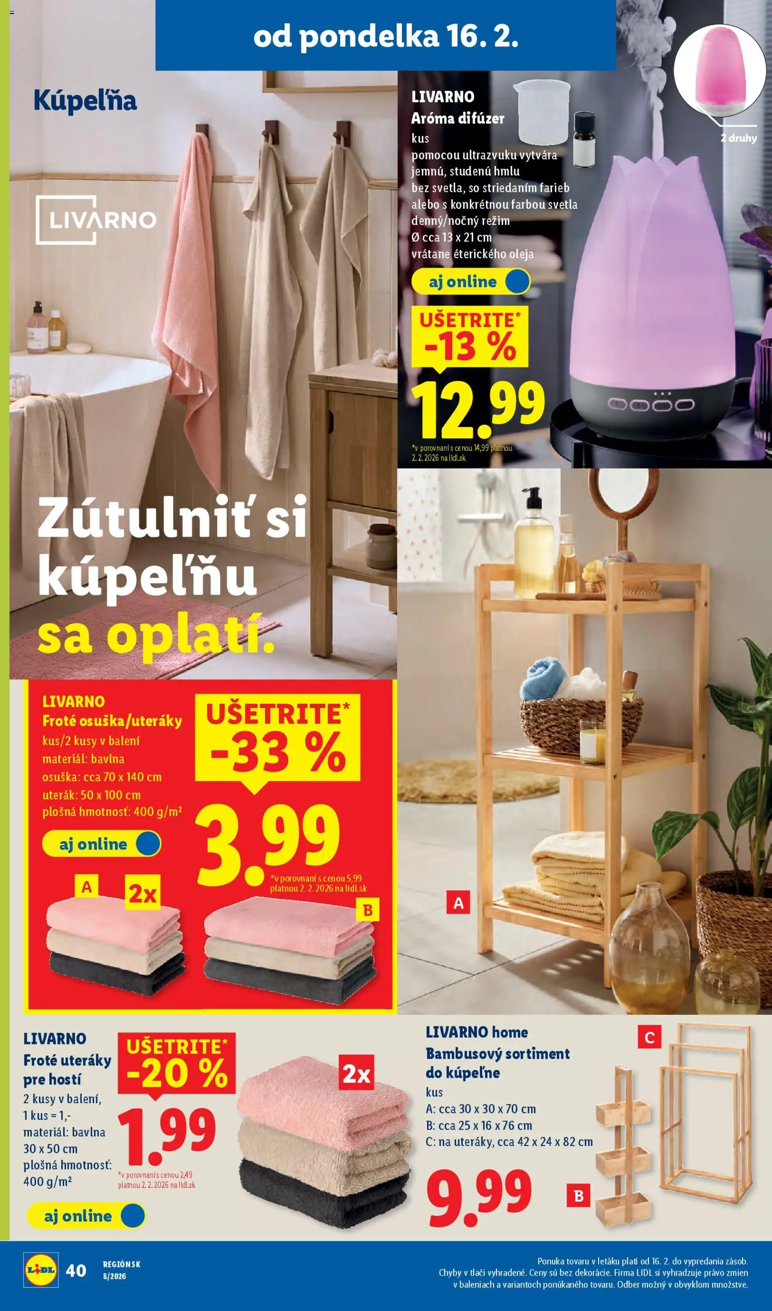 Nové Lidl akcie – leták je platný od 19.02.2026 | Strana: 80 | Produkty: Difúzer, Aroma difúzer, Kúpelňa