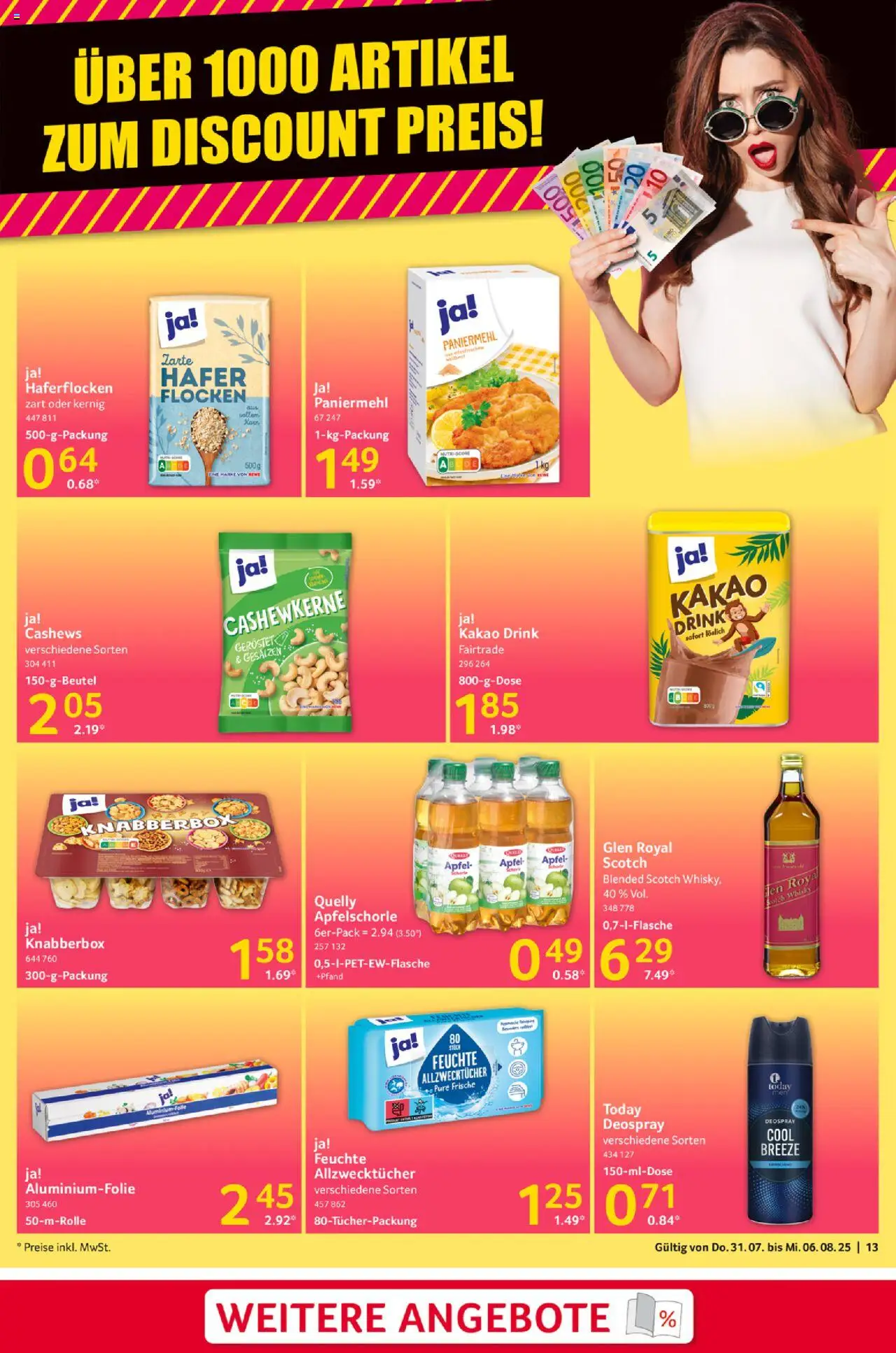 Selgros Prospekt 	 - gültig ab dem 31.07.2025 | Seite: 13 | Produkte: Whisky, Äpfel, Deospray, Flocken