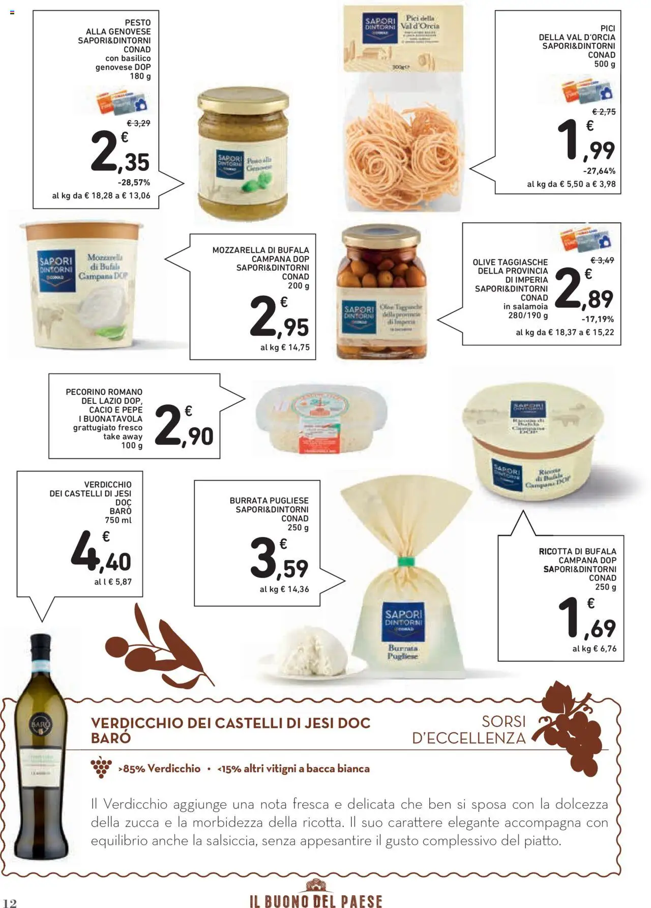 Volantino Conad del 23.10.2025 | Pagina: 12 | Prodotti: Mozzarella, Basilico, Pecorino, Burrata