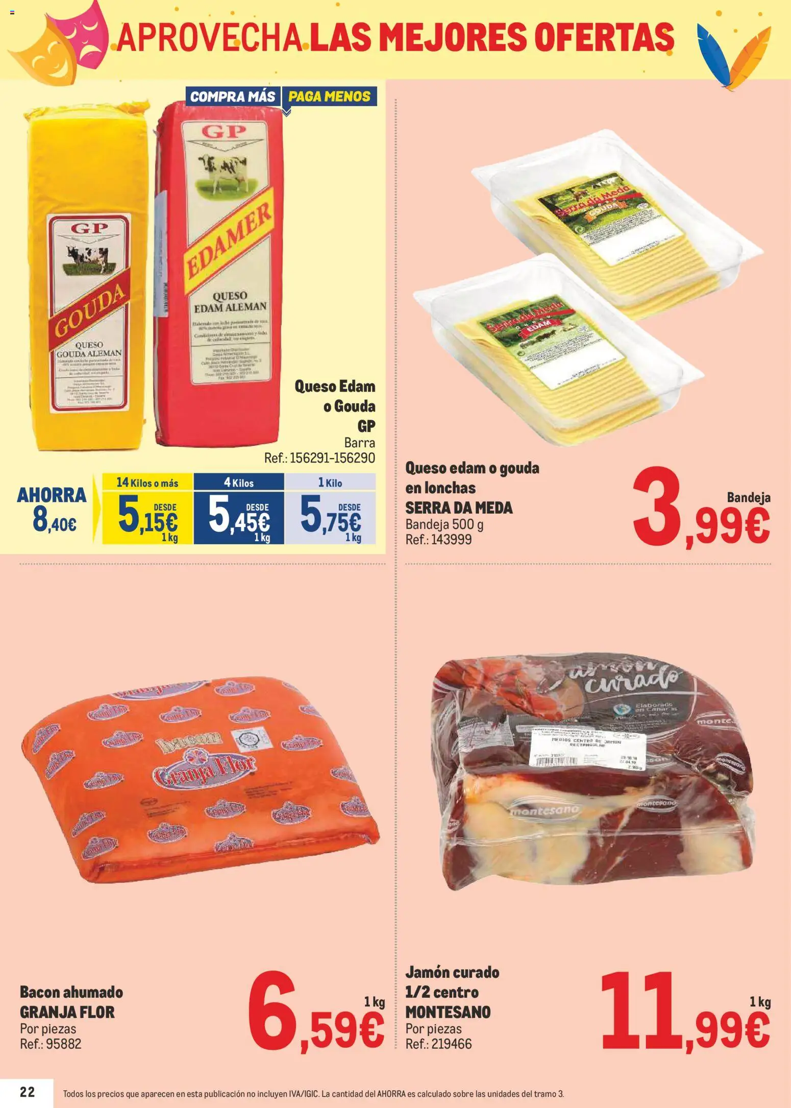 Makro - Precios Canarias │ válido desde el 02.02.2026 | Página: 22 | Productos: Queso, Jamón, Queso Gouda, Bandeja