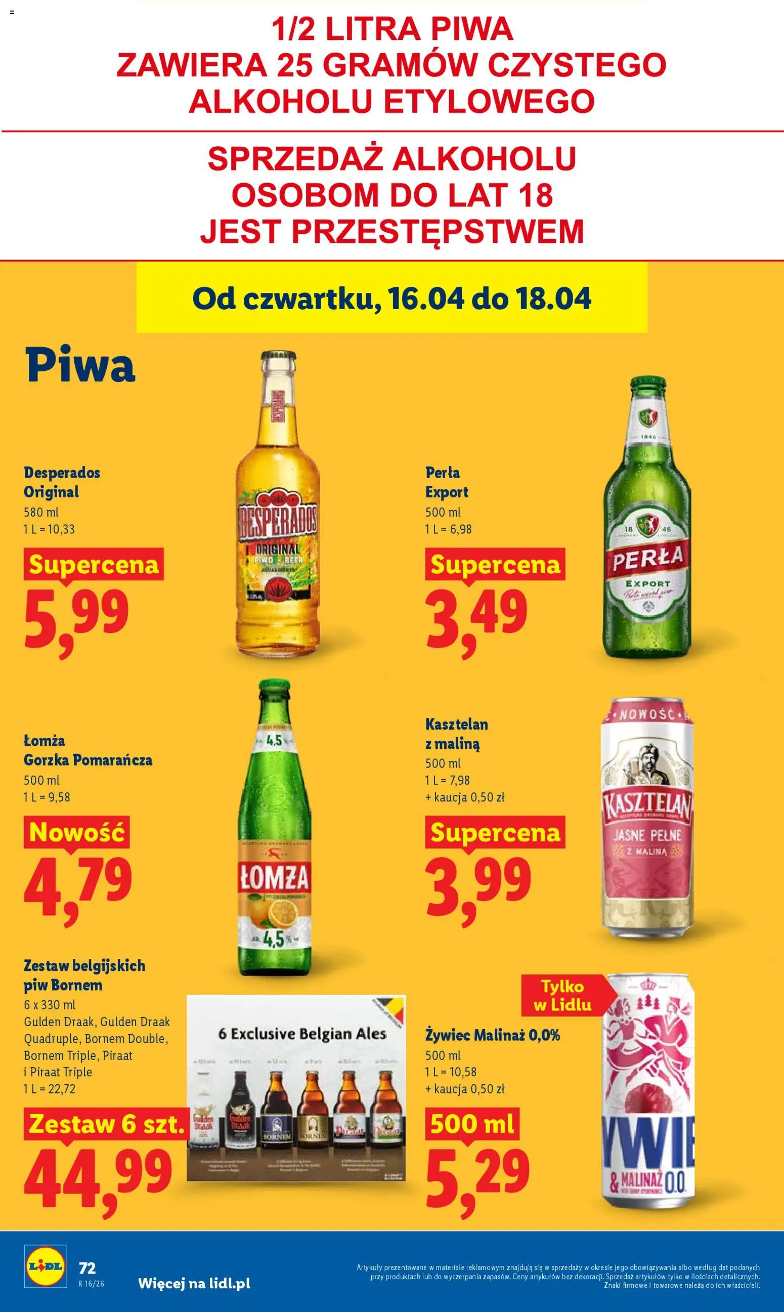 Lidl Polsko leták od 16.04.2026 | Strana: 72 | Produkty: Desperados, Perla