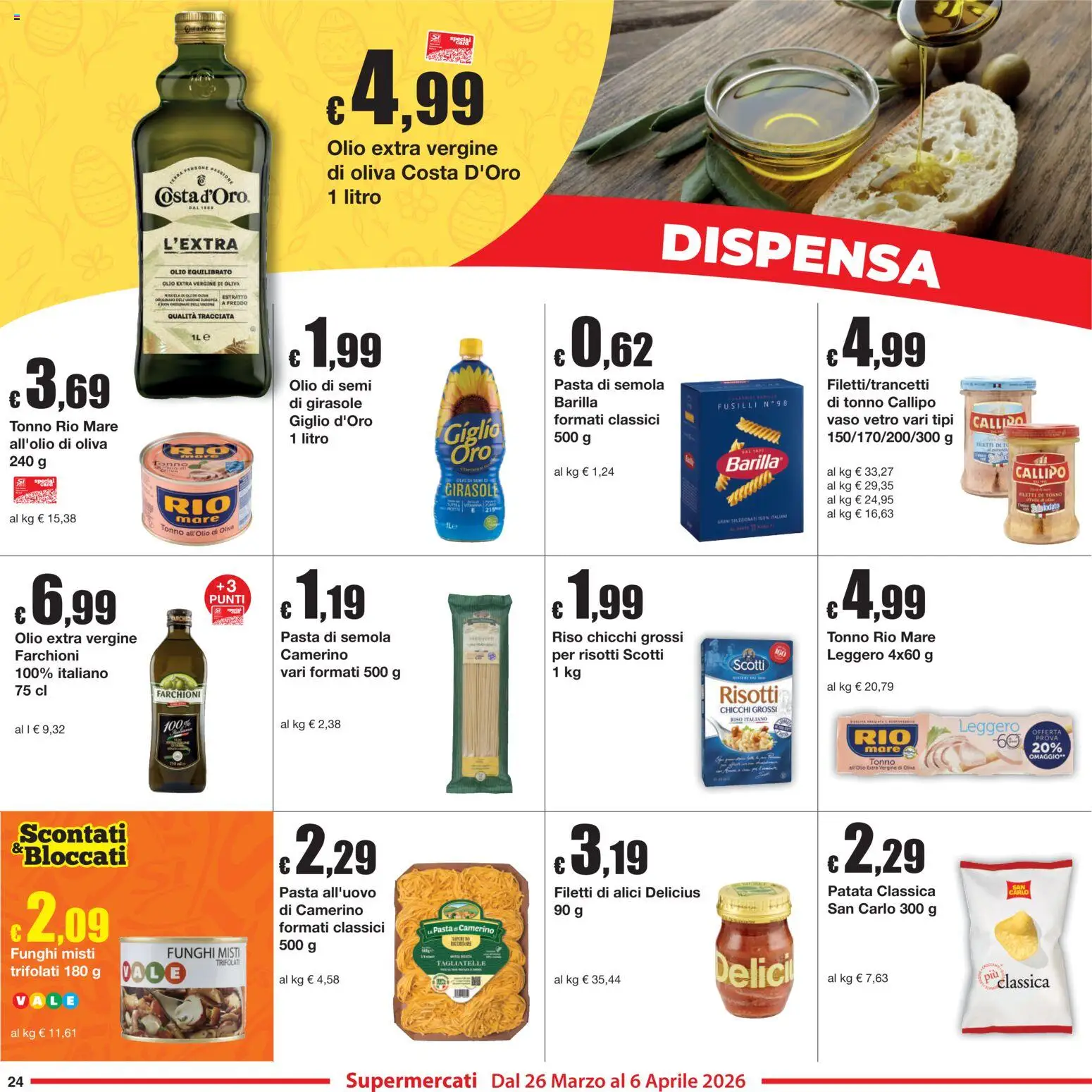 Volantino Sì con Te del 26.03.2026 | Pagina: 24 | Prodotti: Tagliatelle, Funghi, Tonno, Olio extra vergine