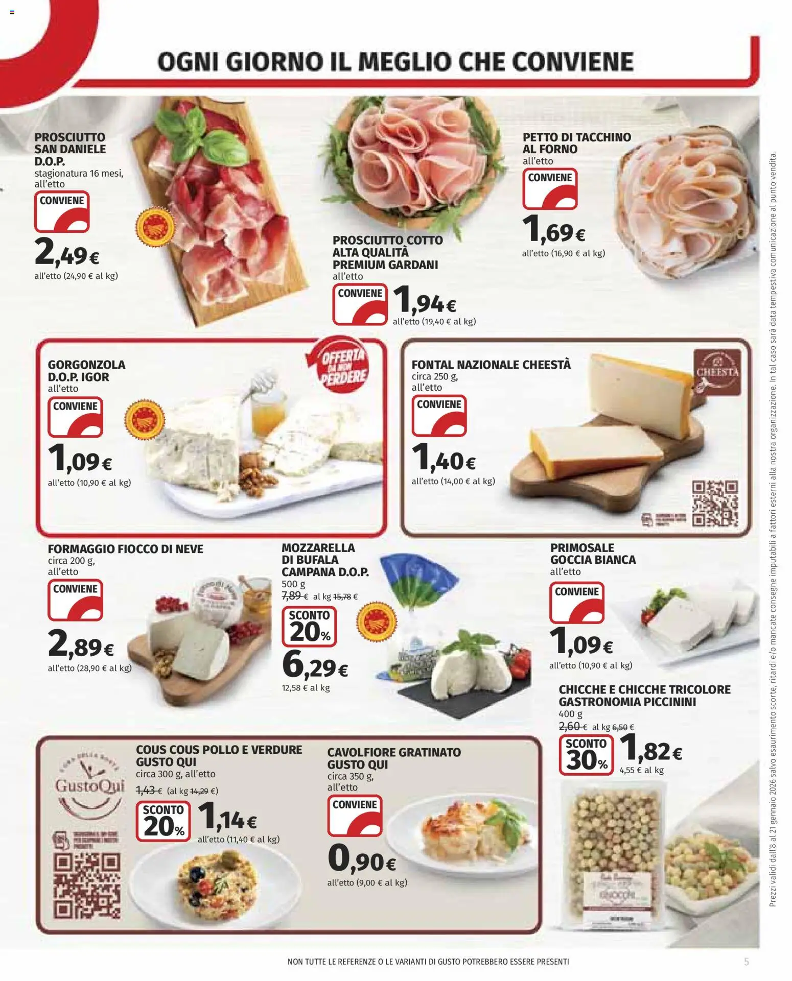 Volantino COOP del 08.01.2026 | Pagina: 5 | Prodotti: Prosciutto Cotto, Pollo, Data, Gorgonzola