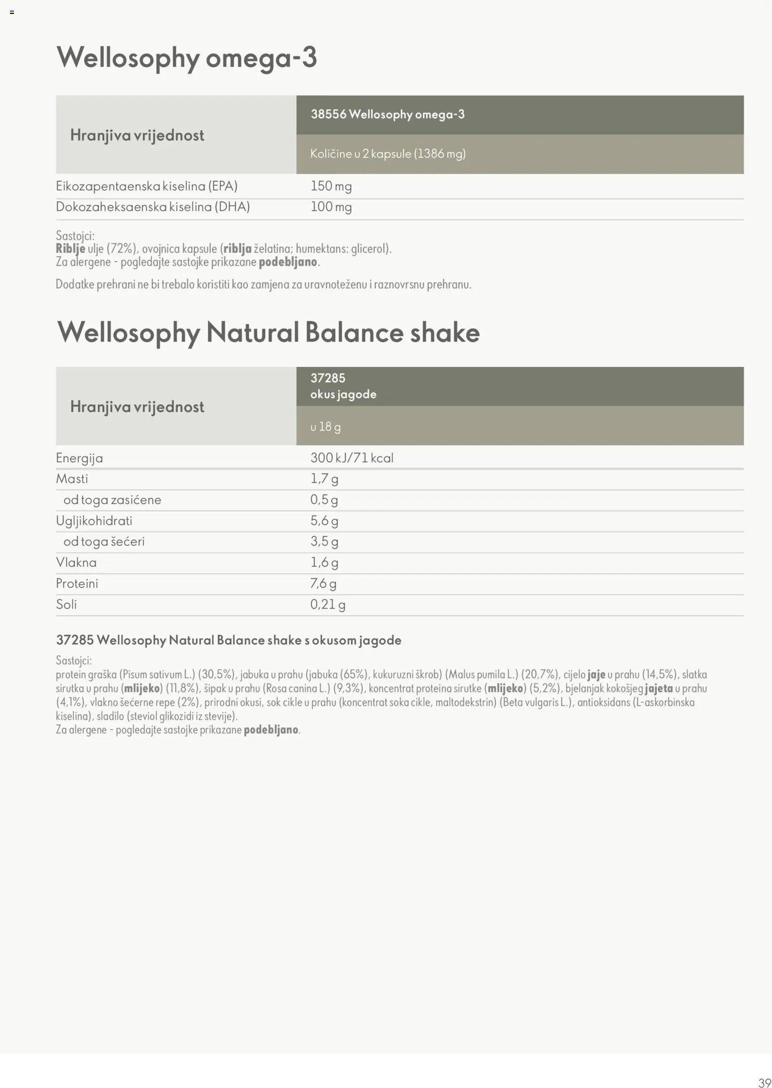 Oriflame katalog | vrijedi od 01.01.2026 | Stranica: 39 | Proizvodi: Mlijeko, Ulje, Sok, Jagode