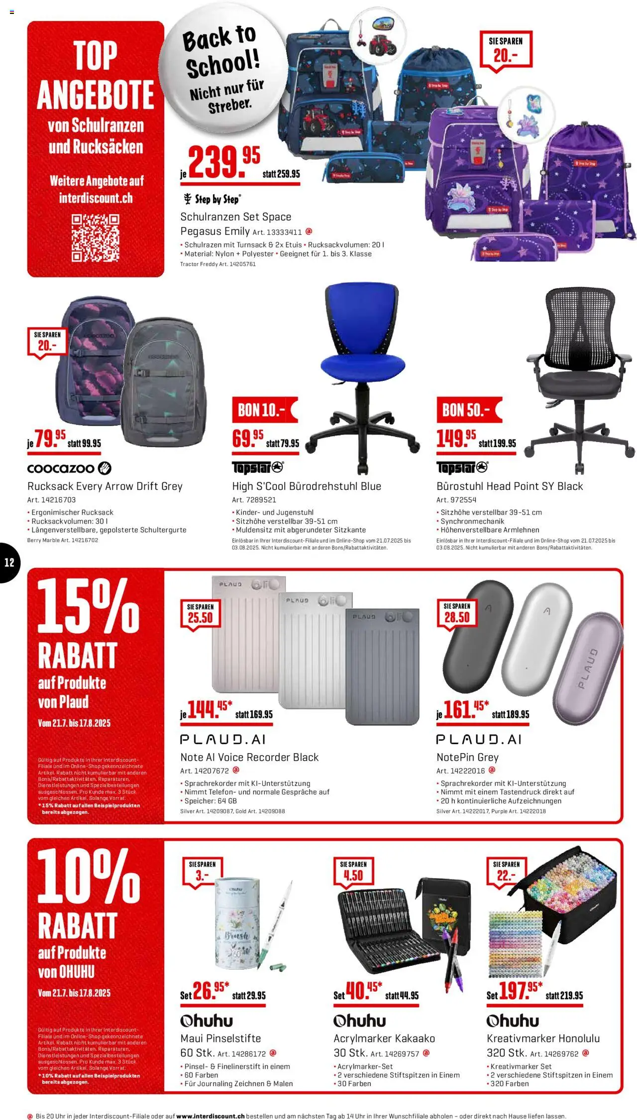 Interdiscount Aktionen ab 21.07.2025 | Seite: 12 | Produkte: Pinsel, Rucksack, Telefon