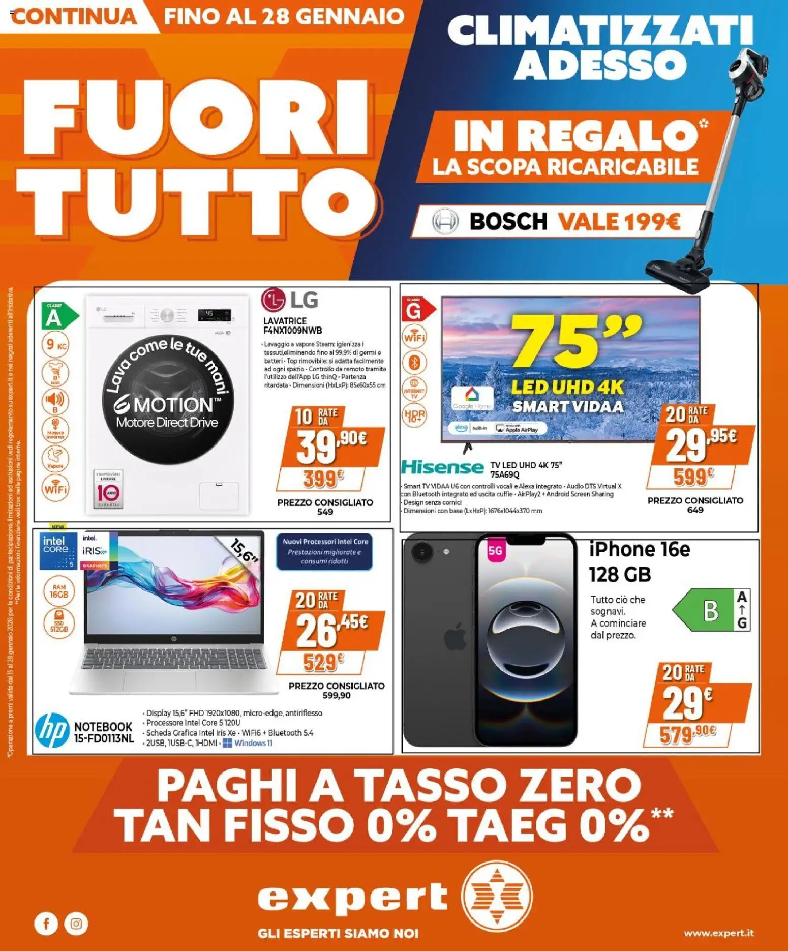 Volantino Expert del 15.01.2026 | Pagina: 1 | Prodotti: Iphone, Top, Lavatrice, TV