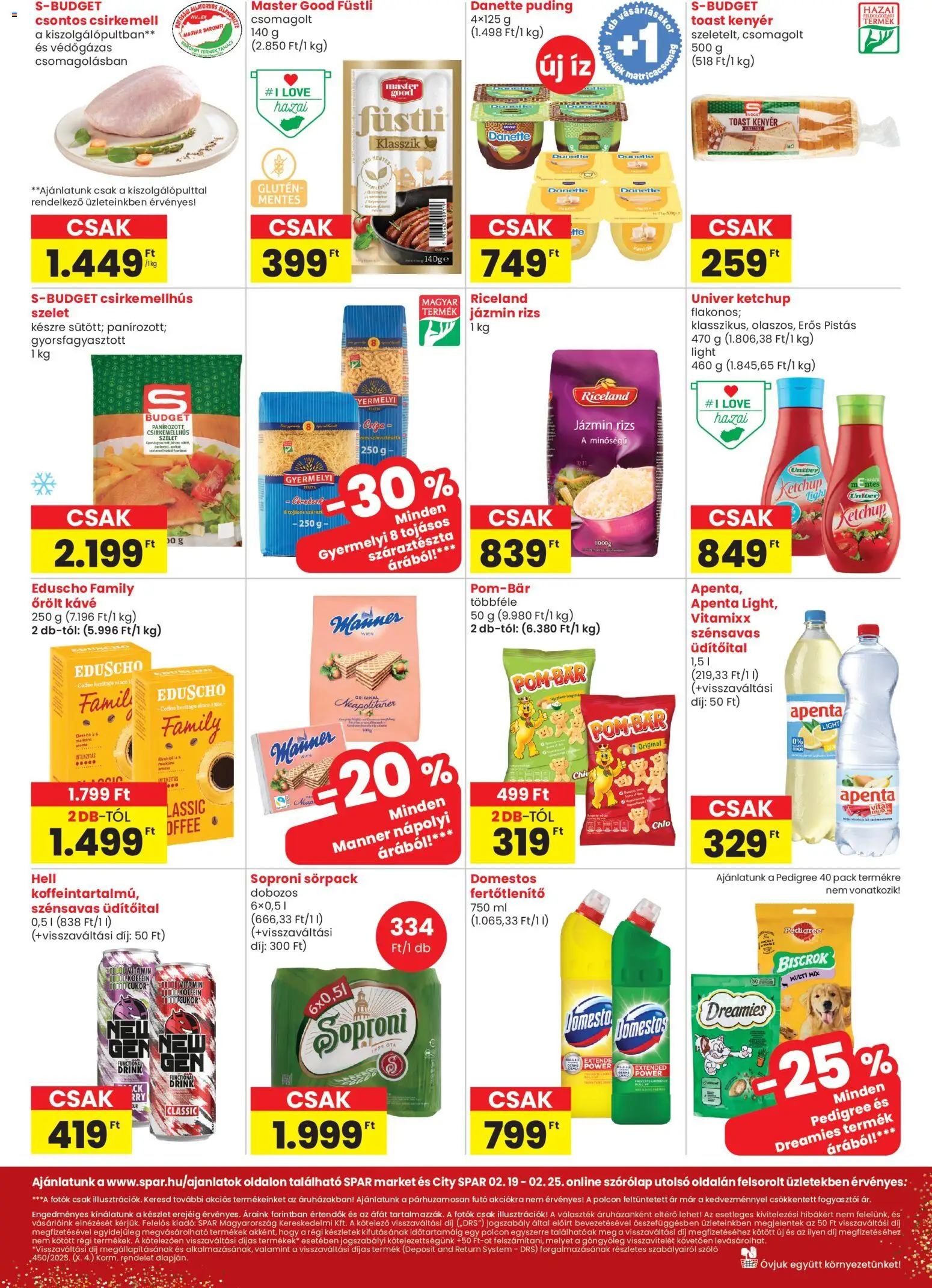 Spar akciós ujság - amely érvényes a következő dátumtól: 19.02.2026 | Oldal: 2 | Termékek: Puding, Kávé, Tészta, Őrölt kávé